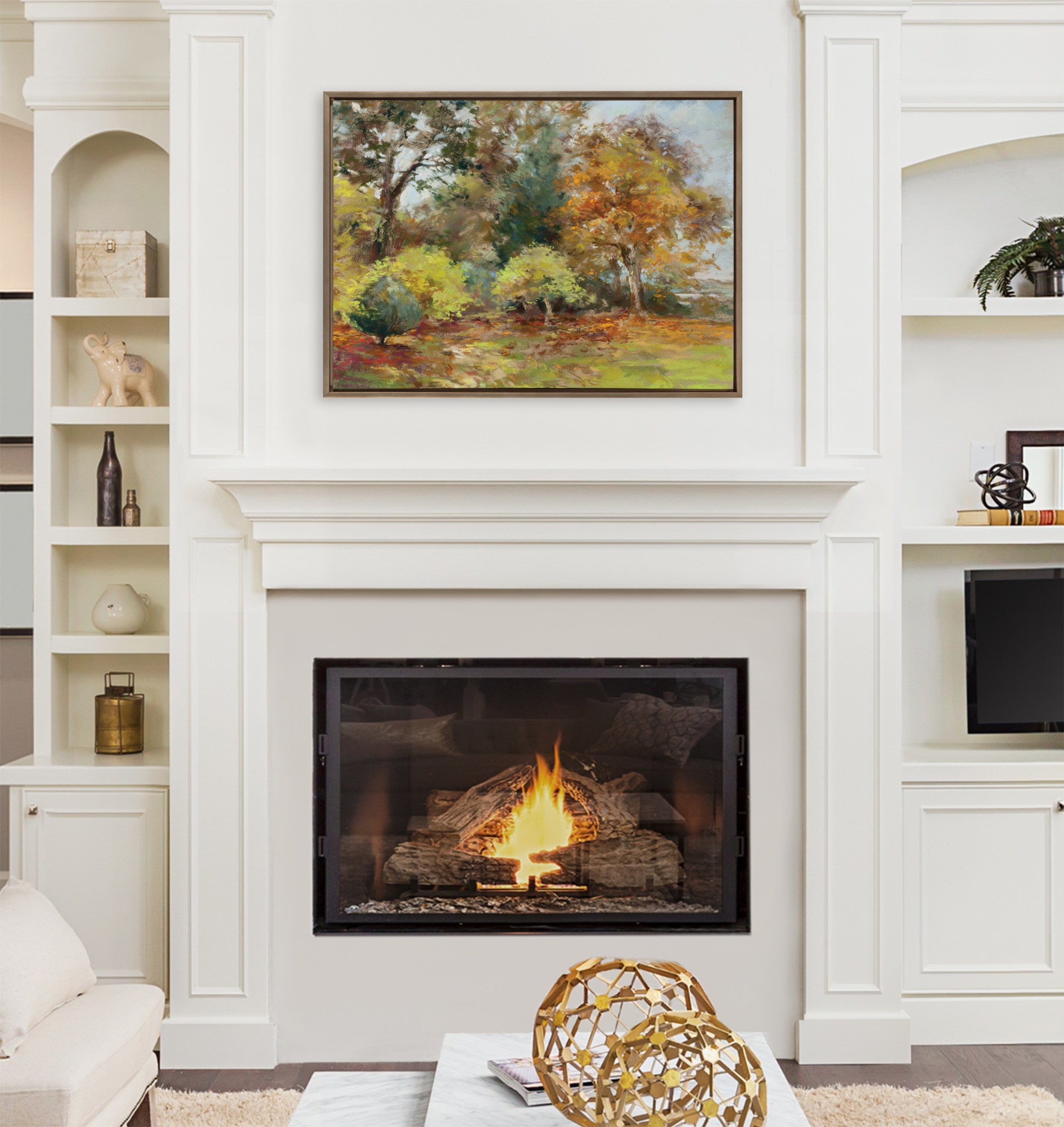 Sylvie Forest Walking as the Leaves Fall Framed Canvas by Nel Whatmore
