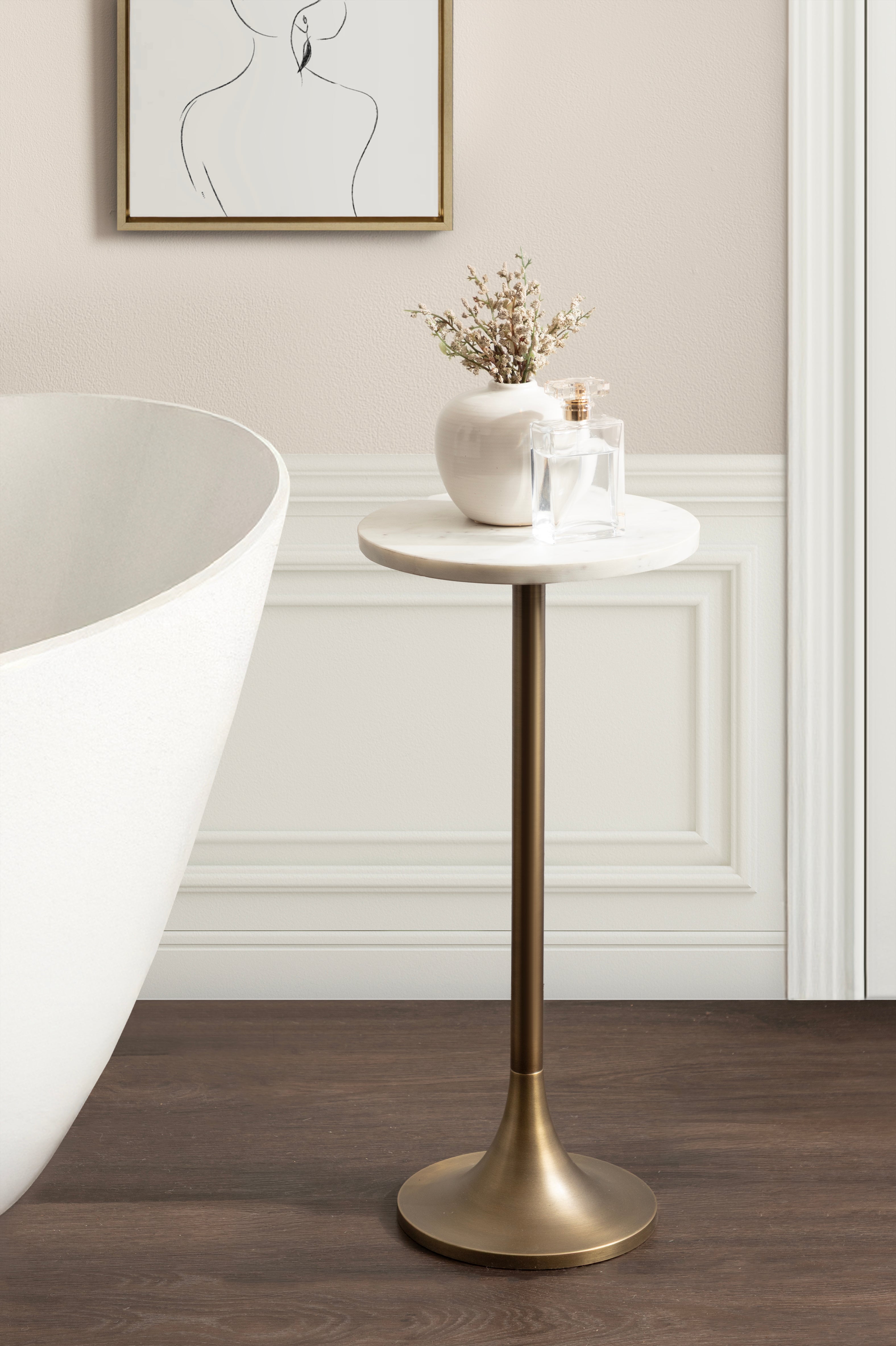 Drink Table White Gold 10x10x22 7