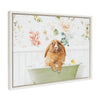 Sylvie Pudgy Bunny in Floral Bubble Bath Framed Canvas by Amy Peterson Art Studio