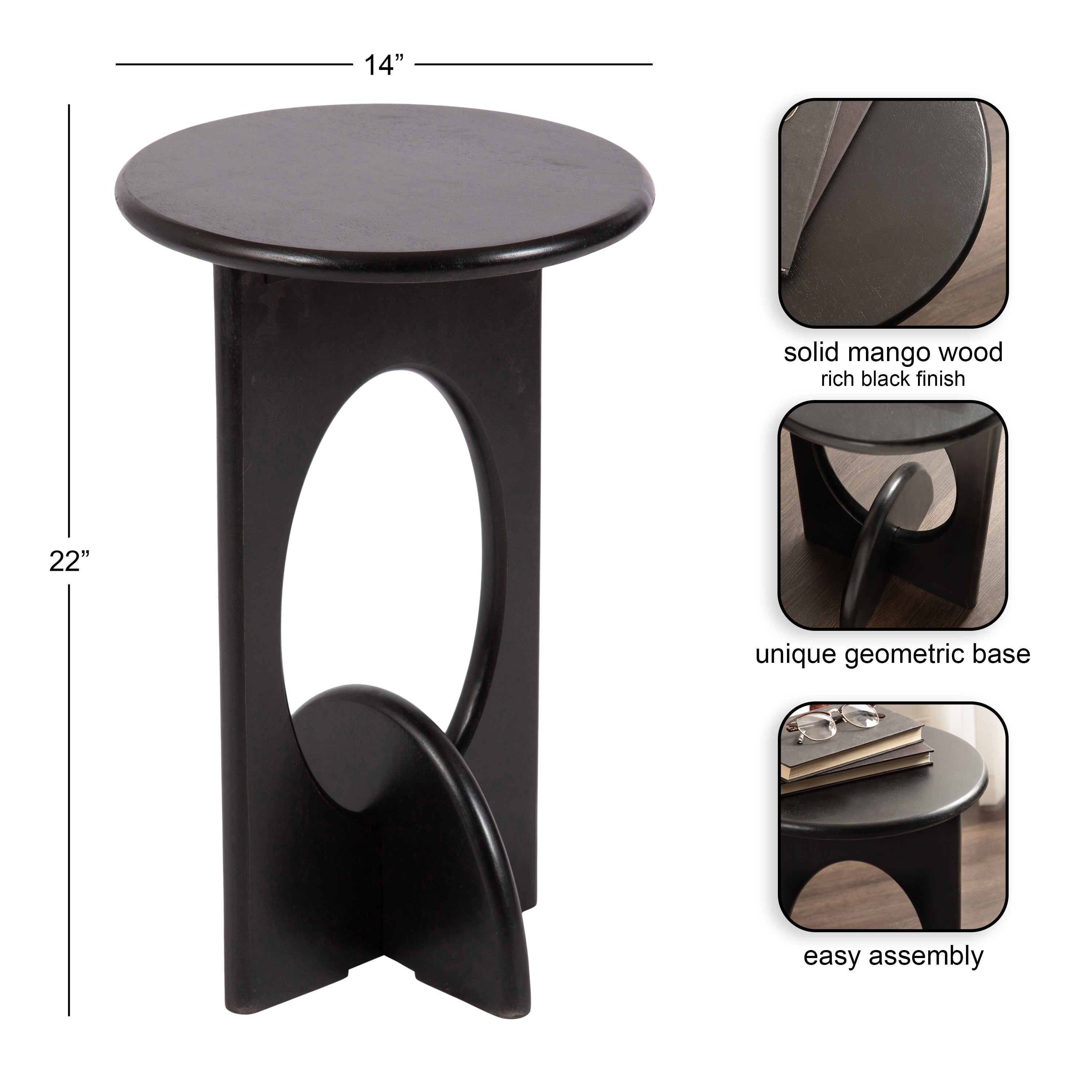 Side Table 14x14x22 Black 2