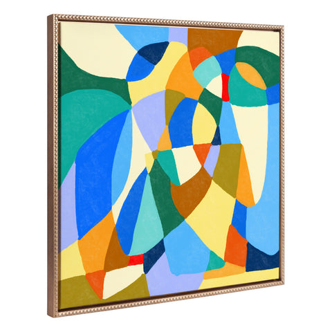 Sylvie Beaded TR Begonia Po Framed Canvas by Teresa Rego