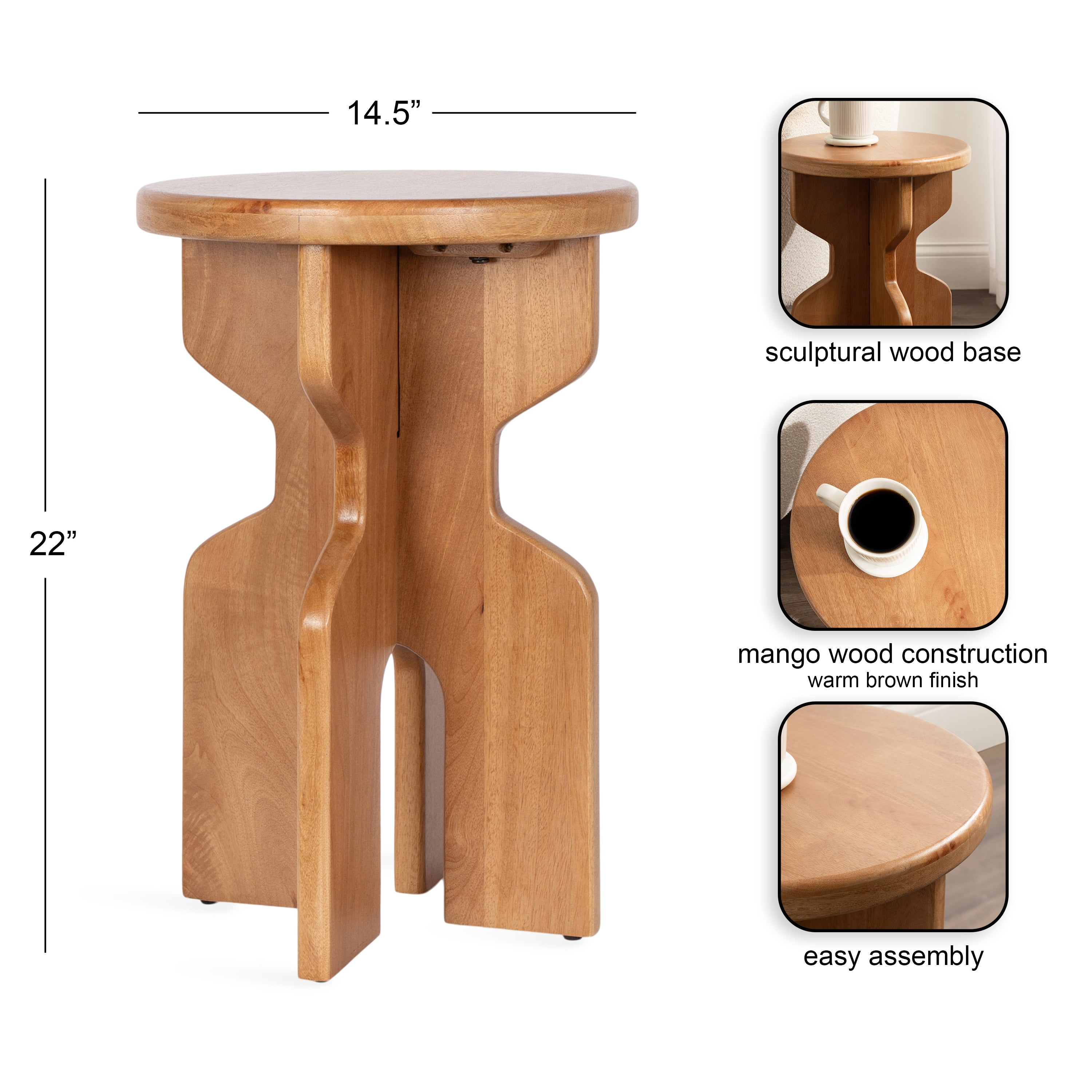 Side Table Natural Honey 15x15x22 2