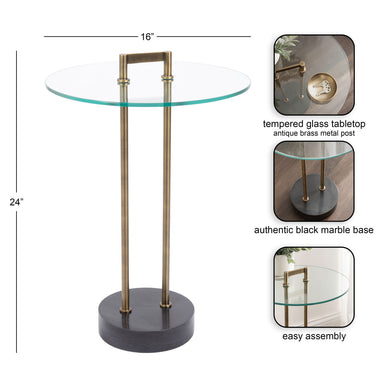 Side Table Clear Gold 16x16x24 2
