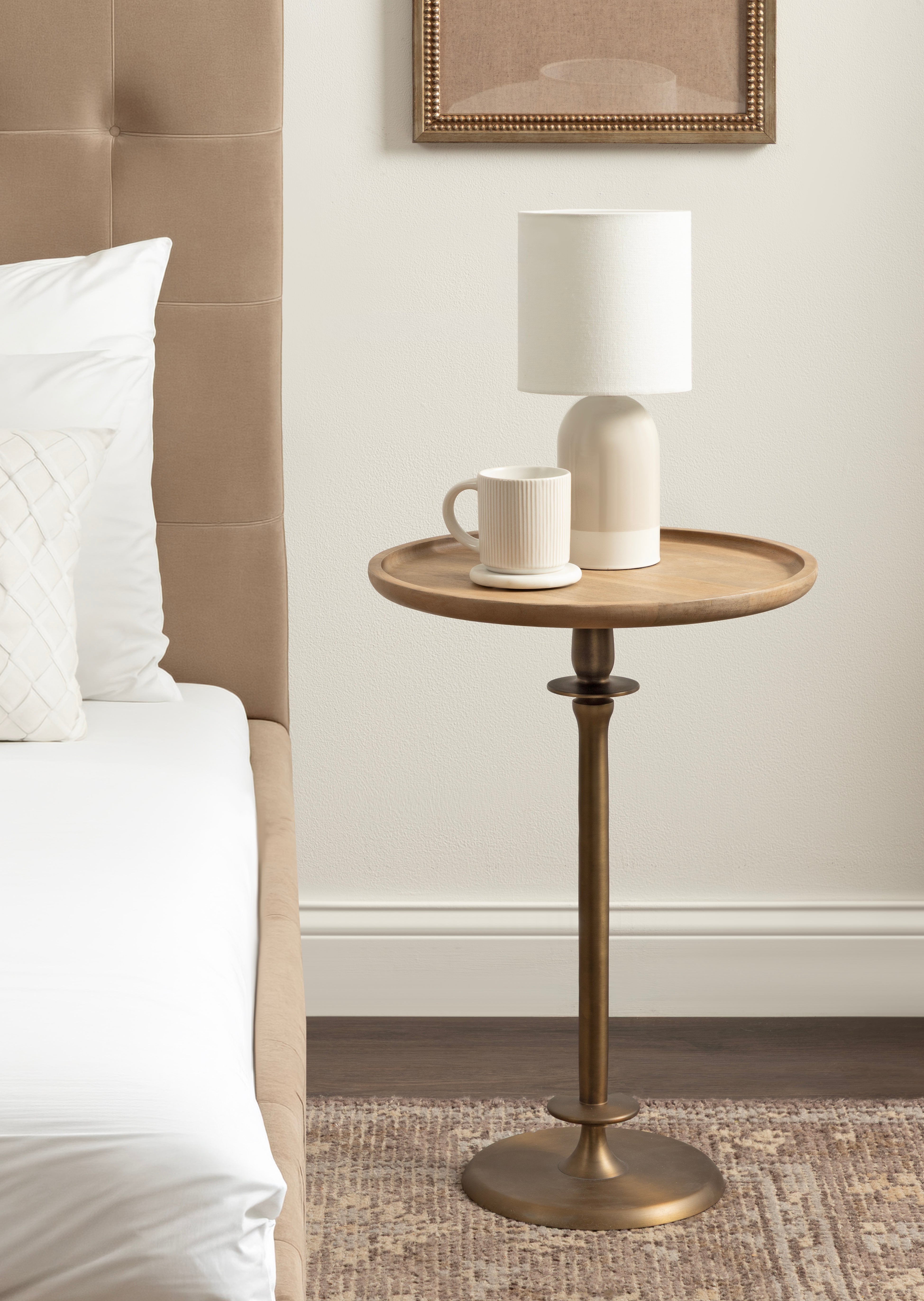 Side Table Natural Beige 17x17x24 7