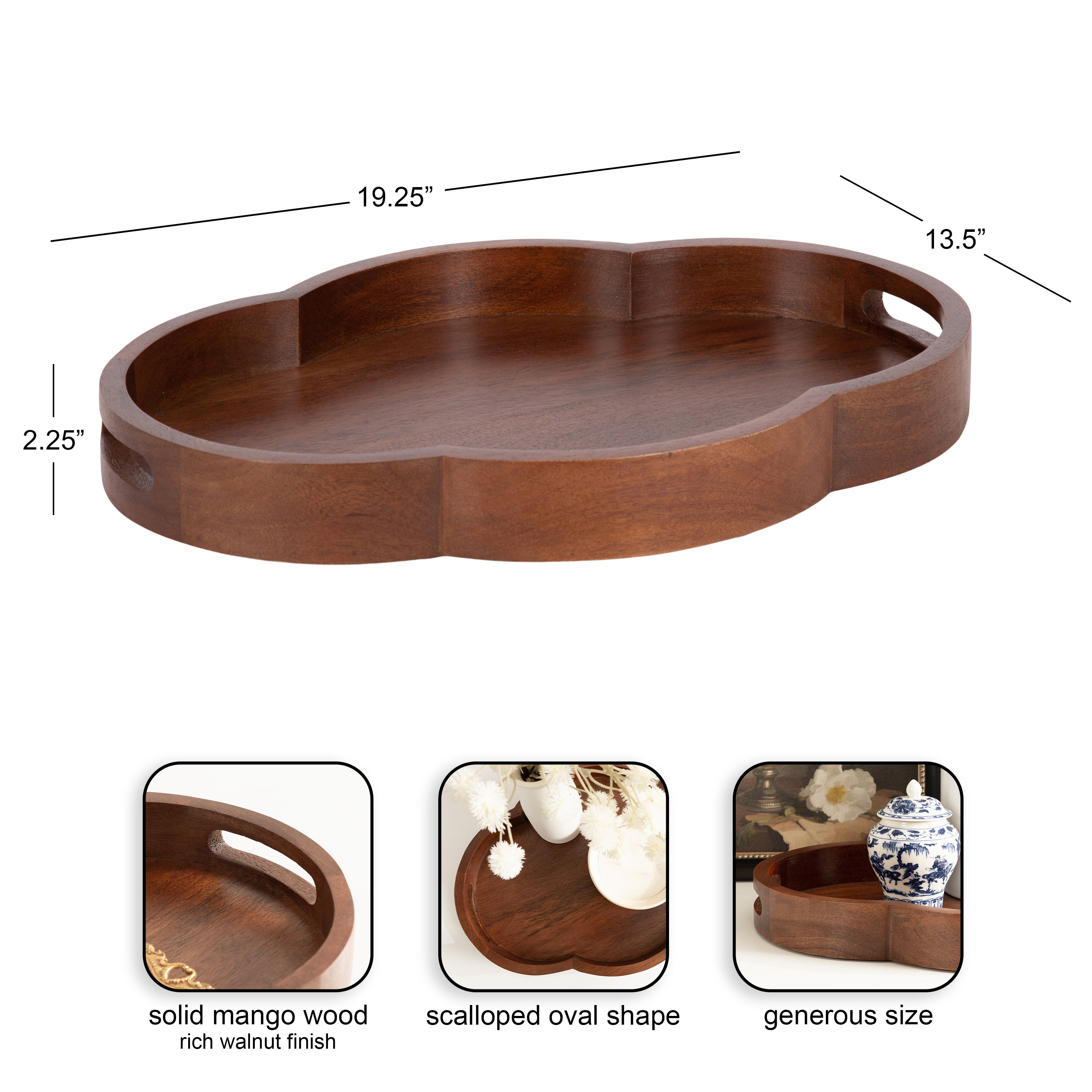 Single Tray 20x14 Walnut Brown 2