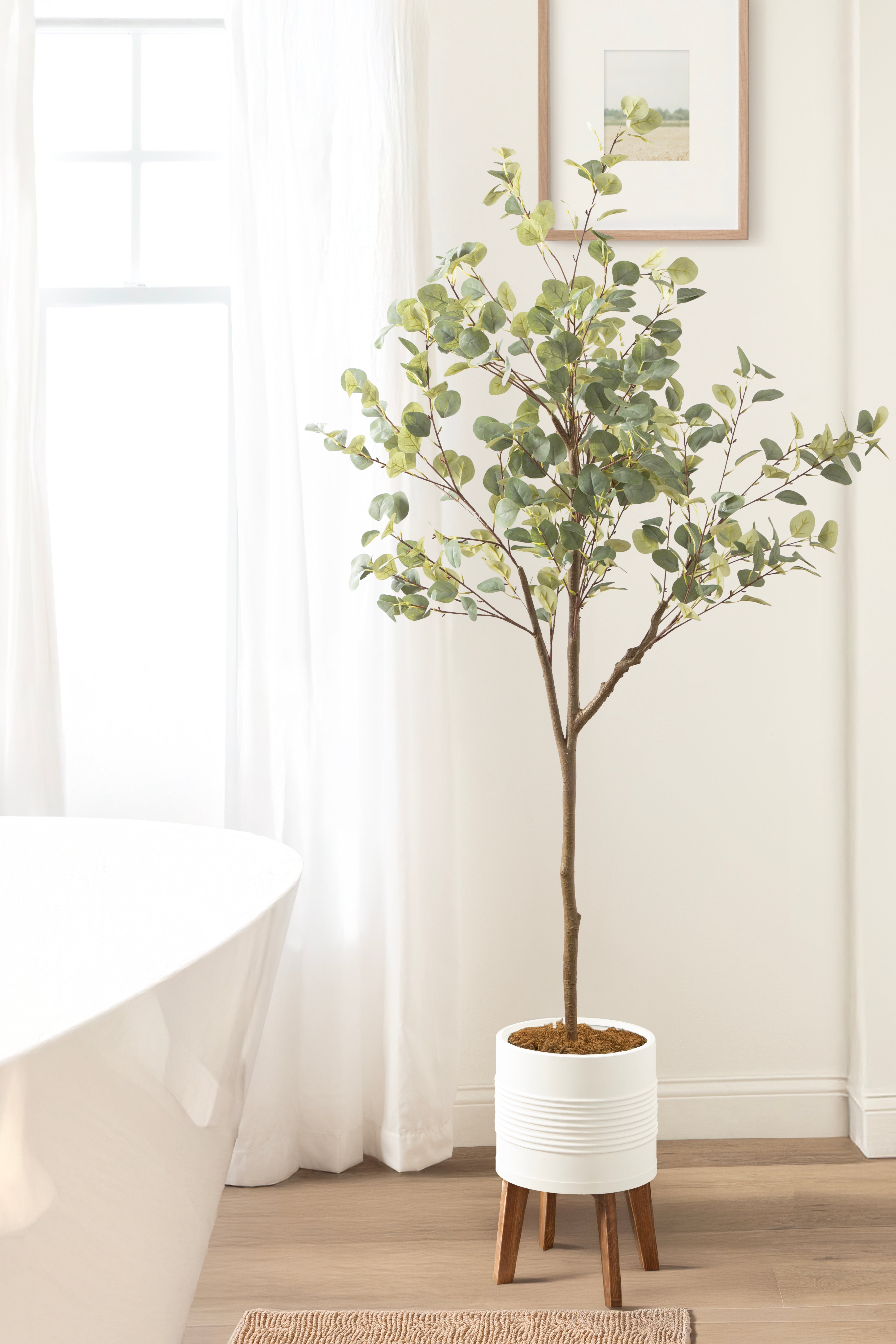 Faux Tree White Rustic Brown 6.5' 7