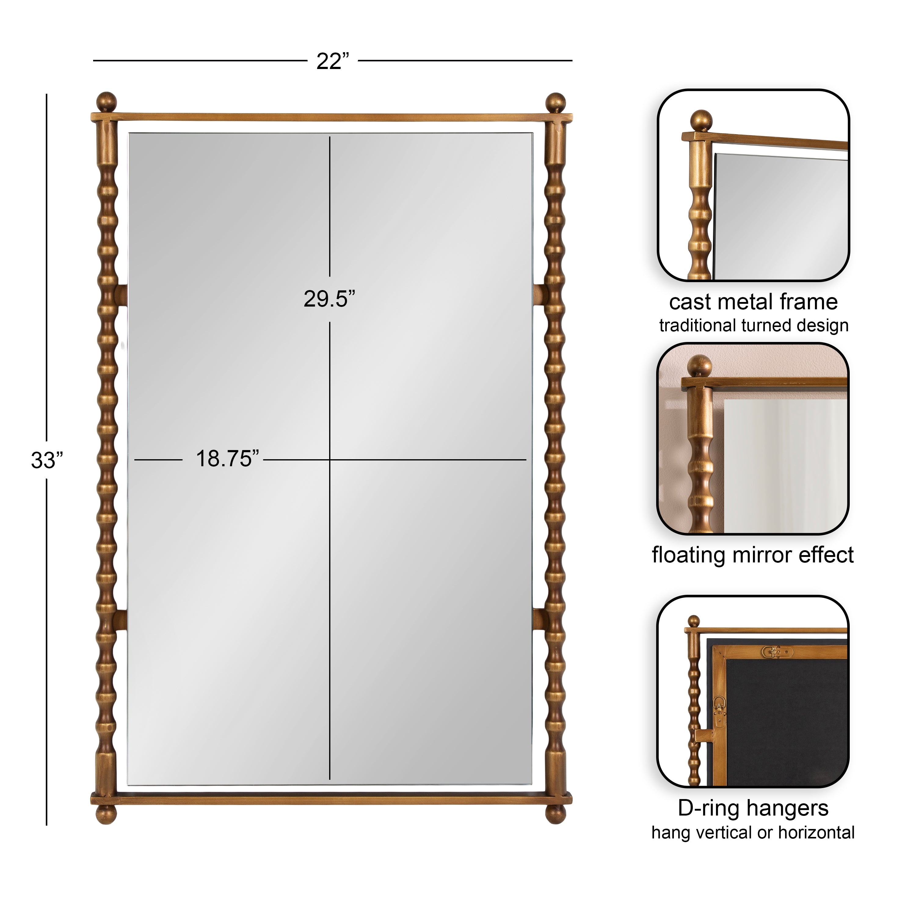 Rectangle Mirror Gold 22x33 2