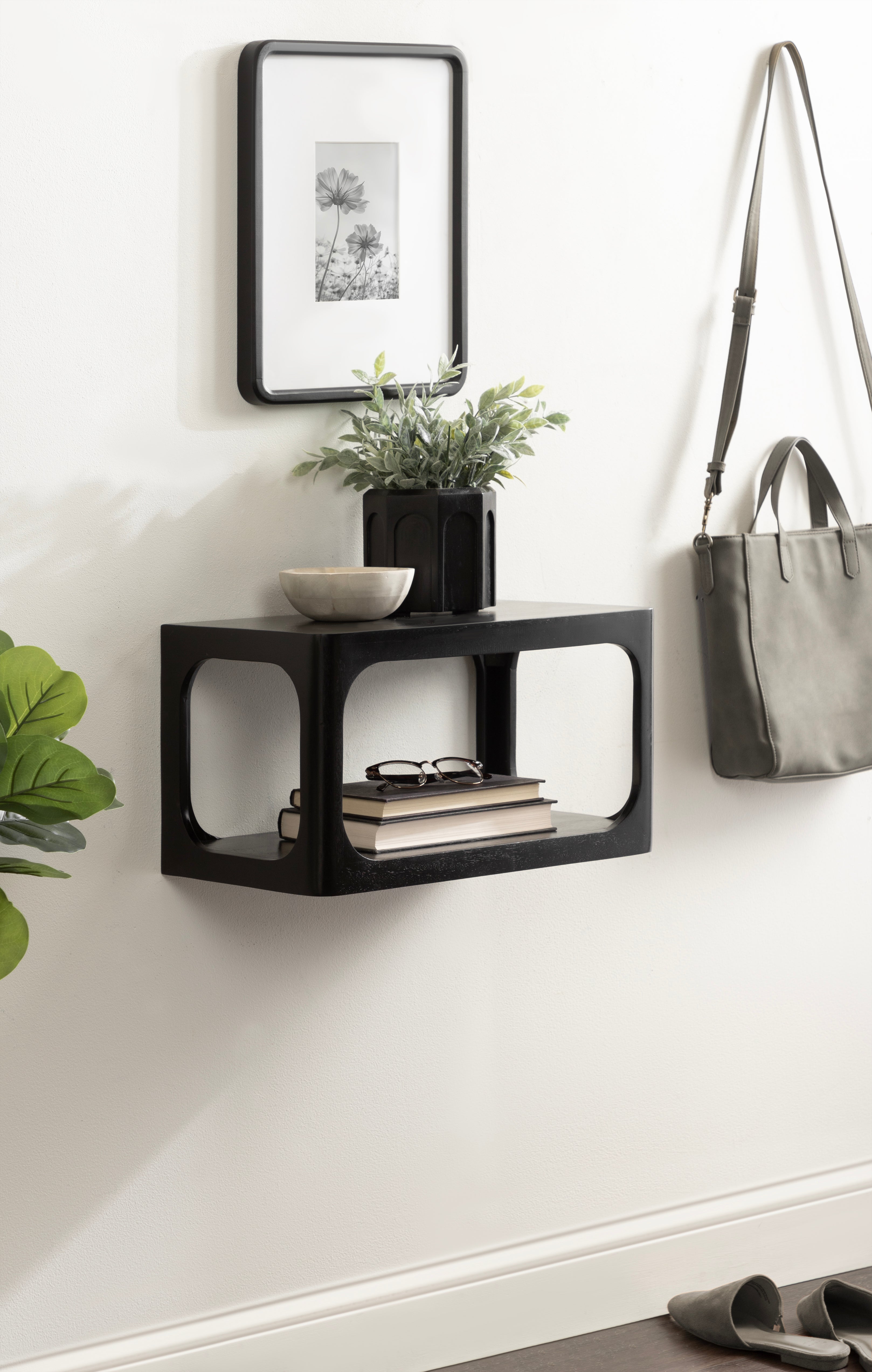 Floating Side Table Black 18x10x10 7