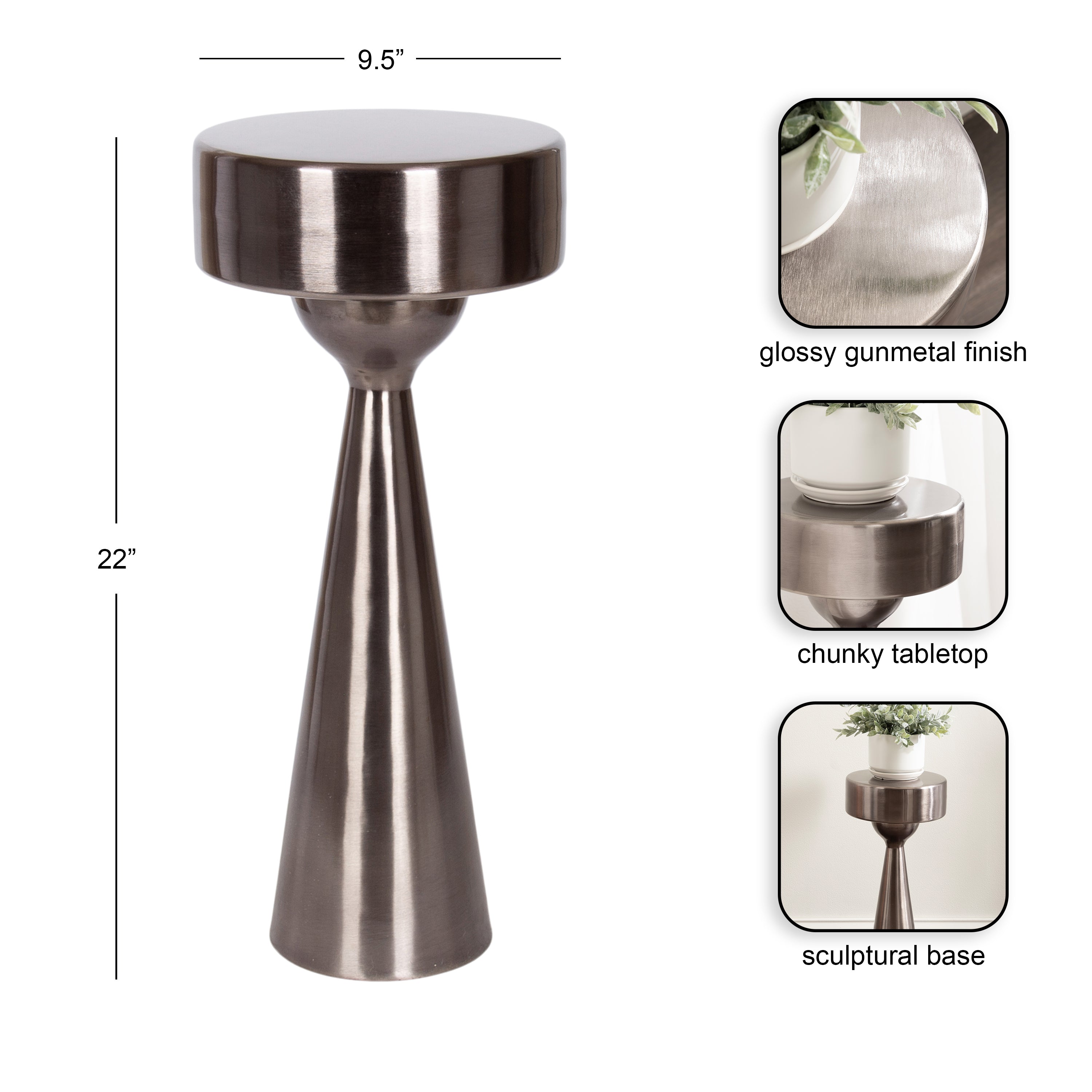 Drink Table Pewter 10x10x22 2