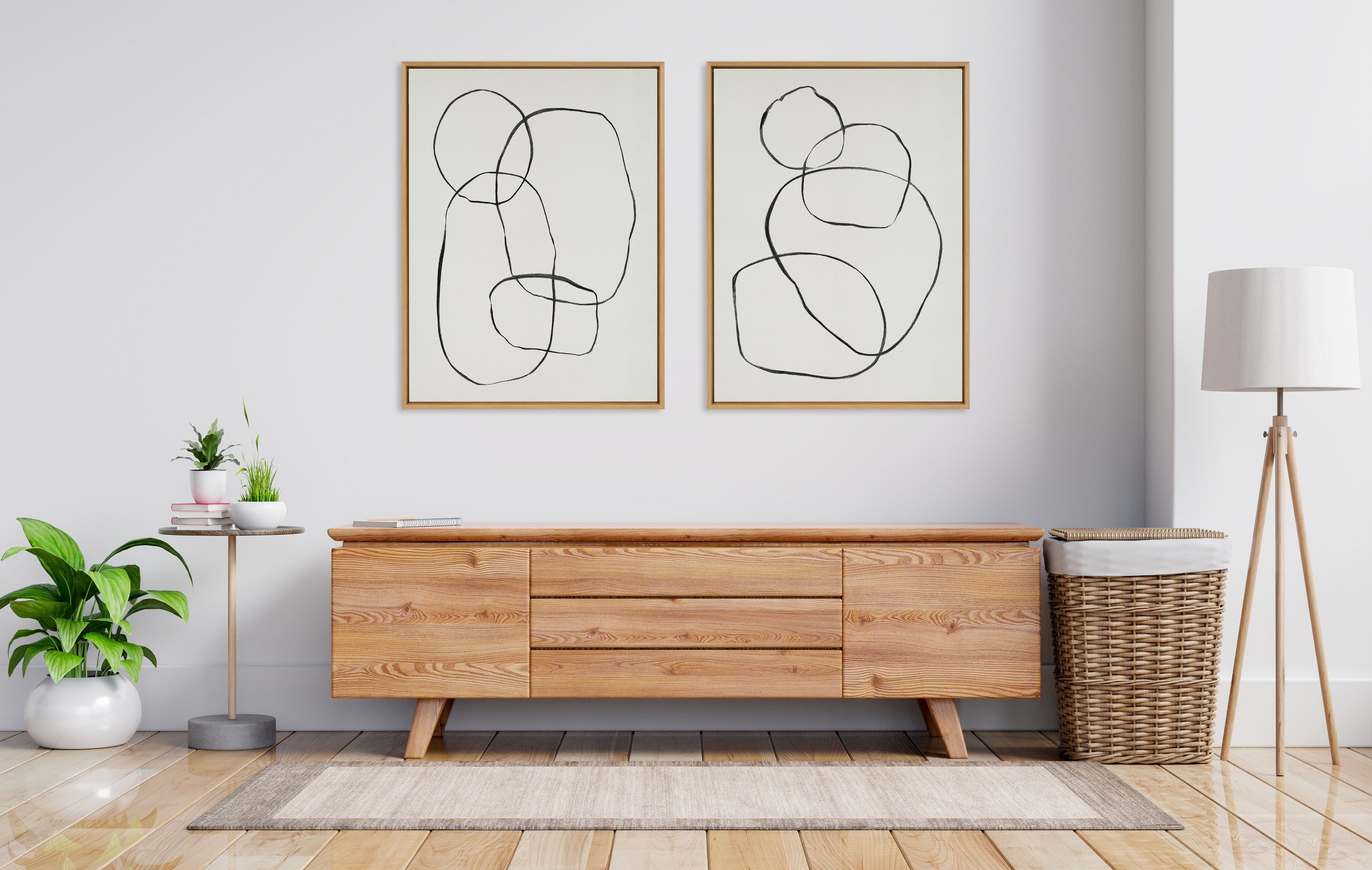 Sylvie Going in Circles Framed Textured Canvas Set by Teju Reval of SnazzyHues