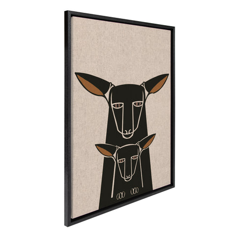 Sylvie KangaRoo Profile Neutral Linen Framed Canvas by Hannah Beisang