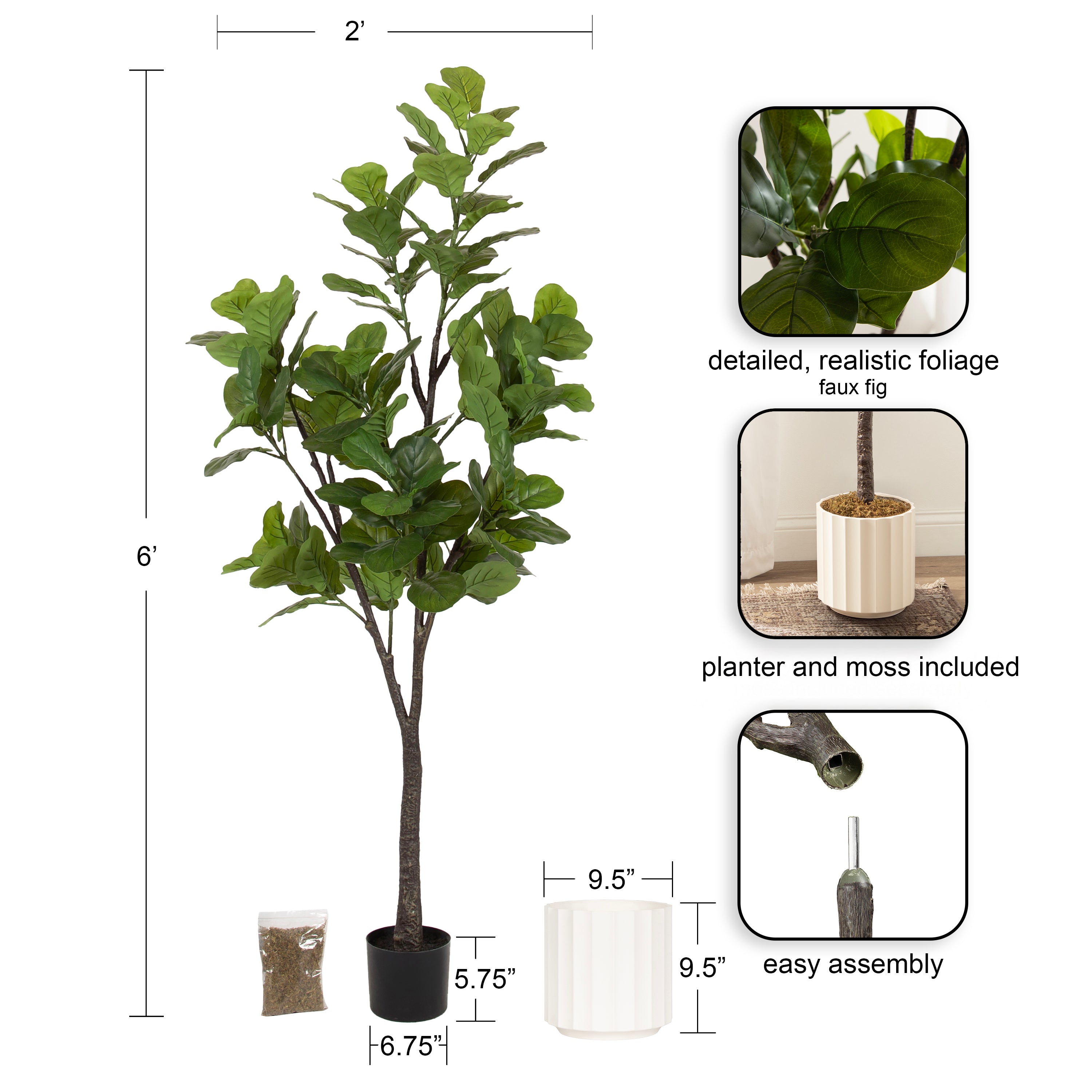 Faux Tree White 6' 2