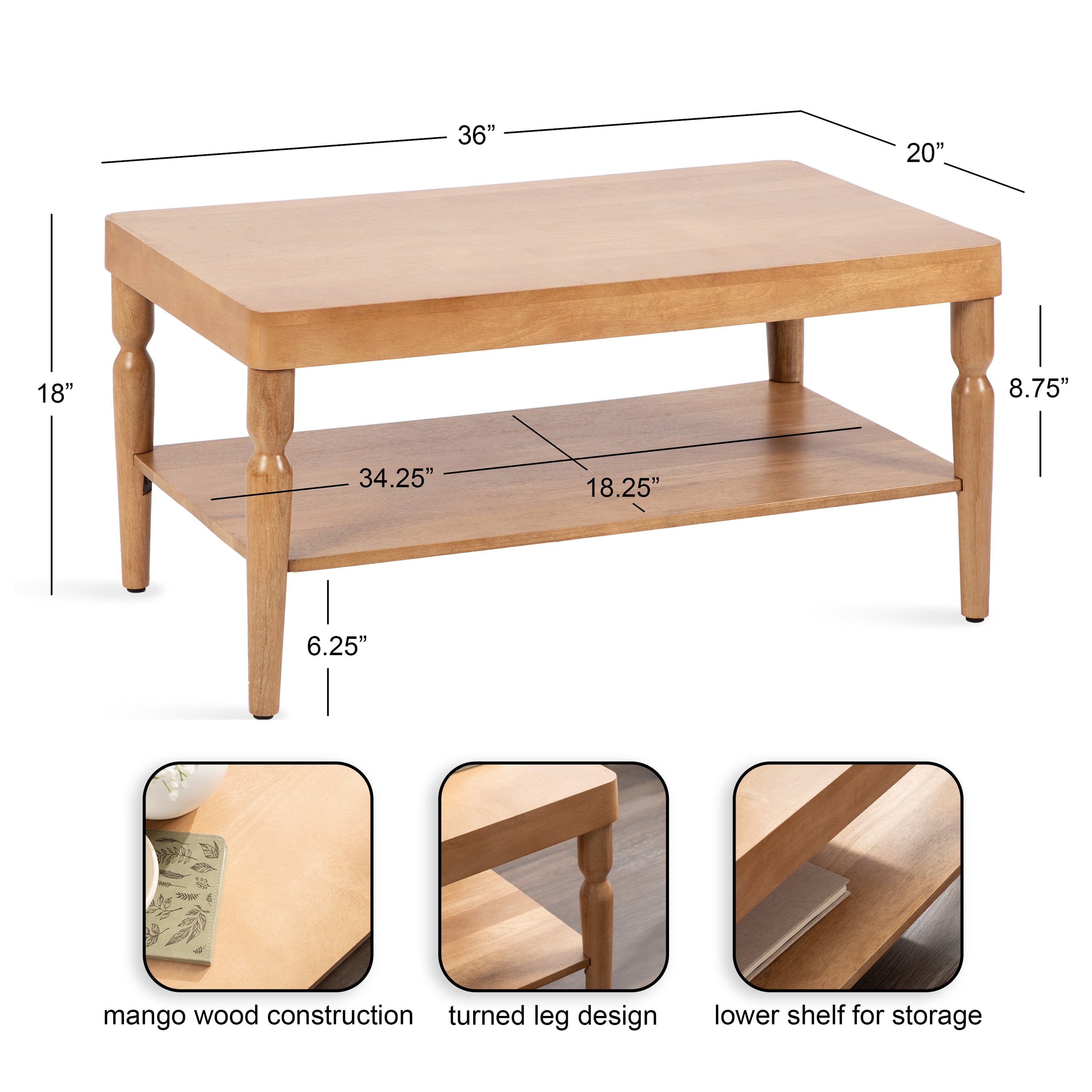 Coffee Table 36x20x18 Natural 2