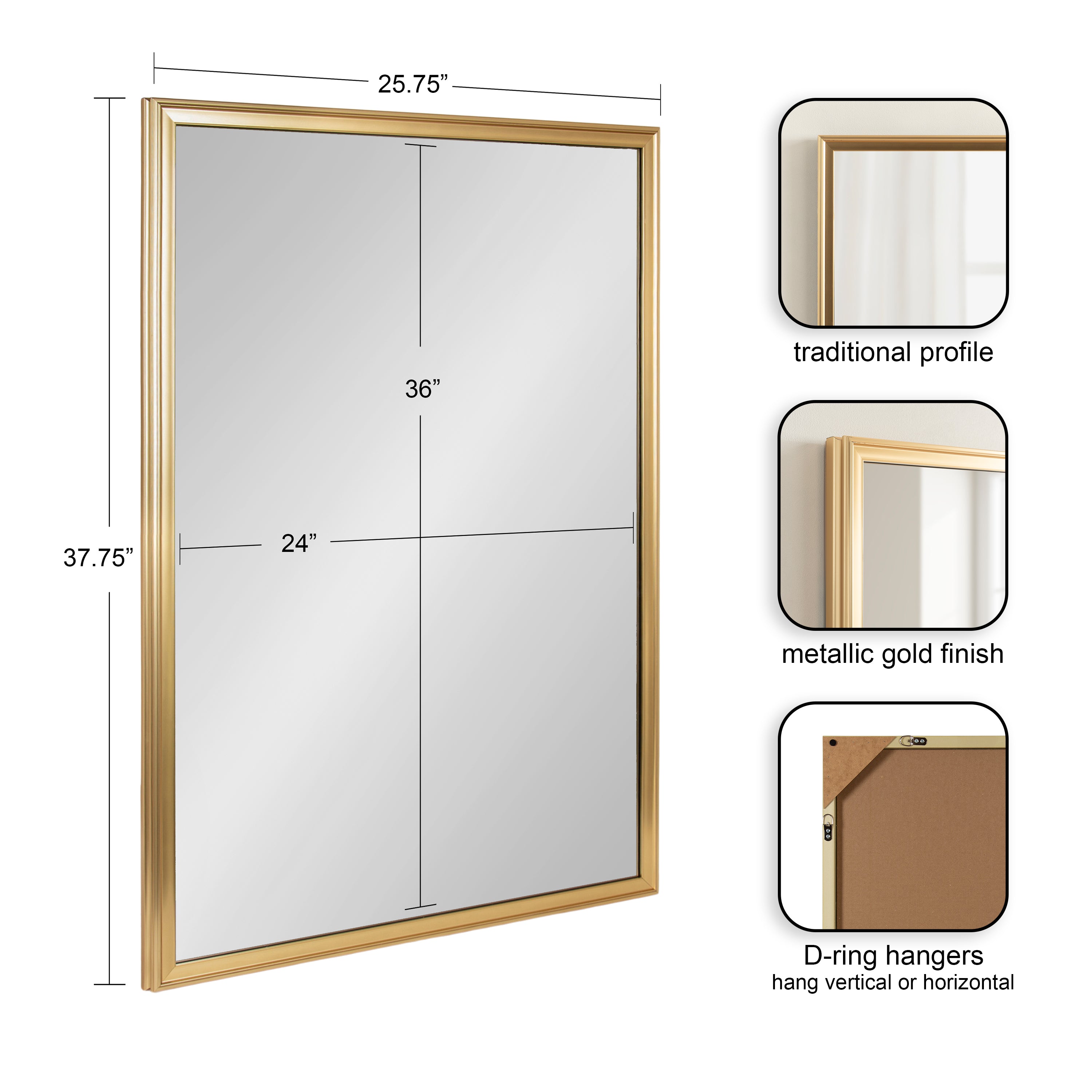 Rectangle Mirror Gold 26x38 2
