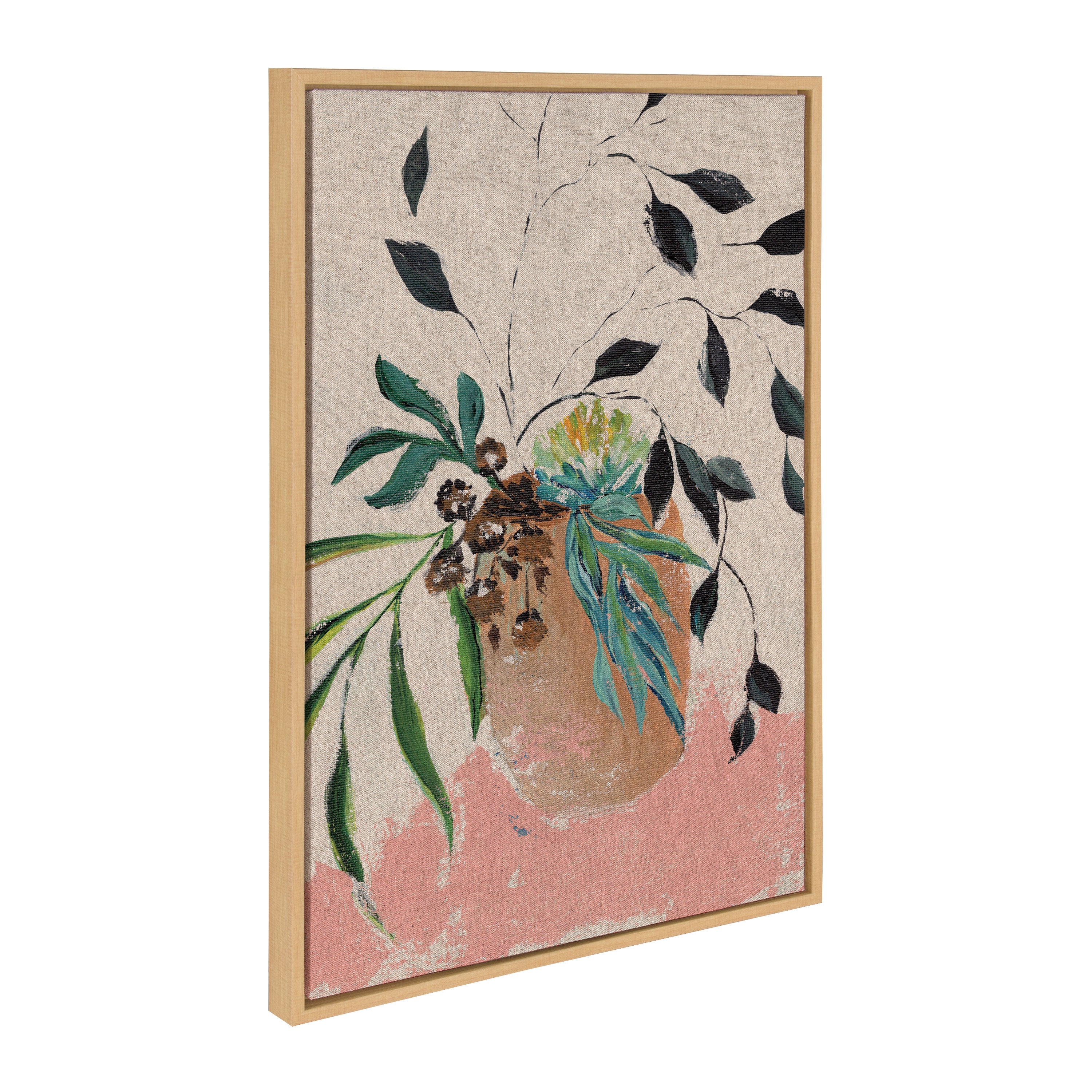 Sylvie Wild Foliage l Neutral Linen Framed Canvas by Nikita Jariwala