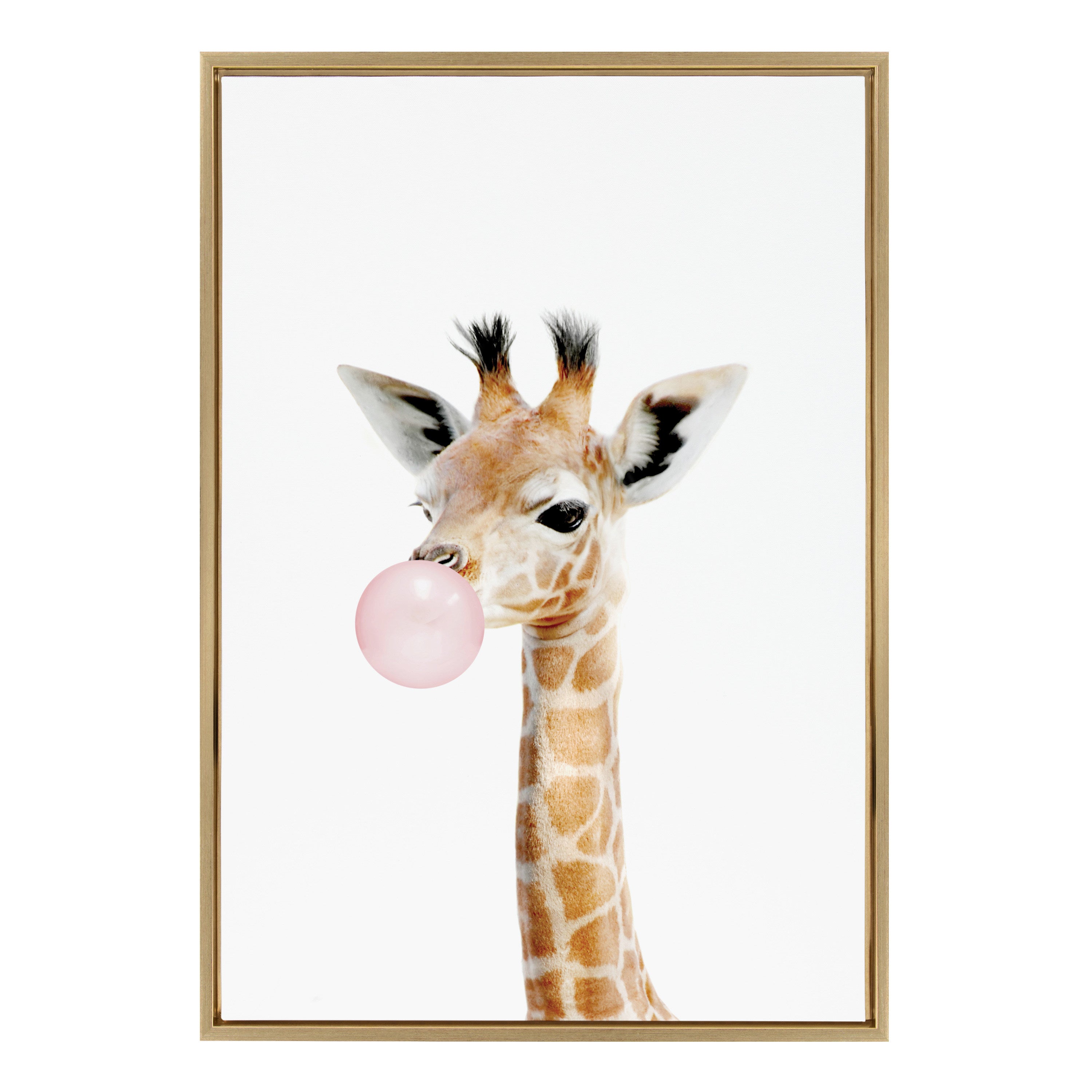 Sylvie Bubble Gum Giraffe Framed Canvas by Amy Peterson Art Studio