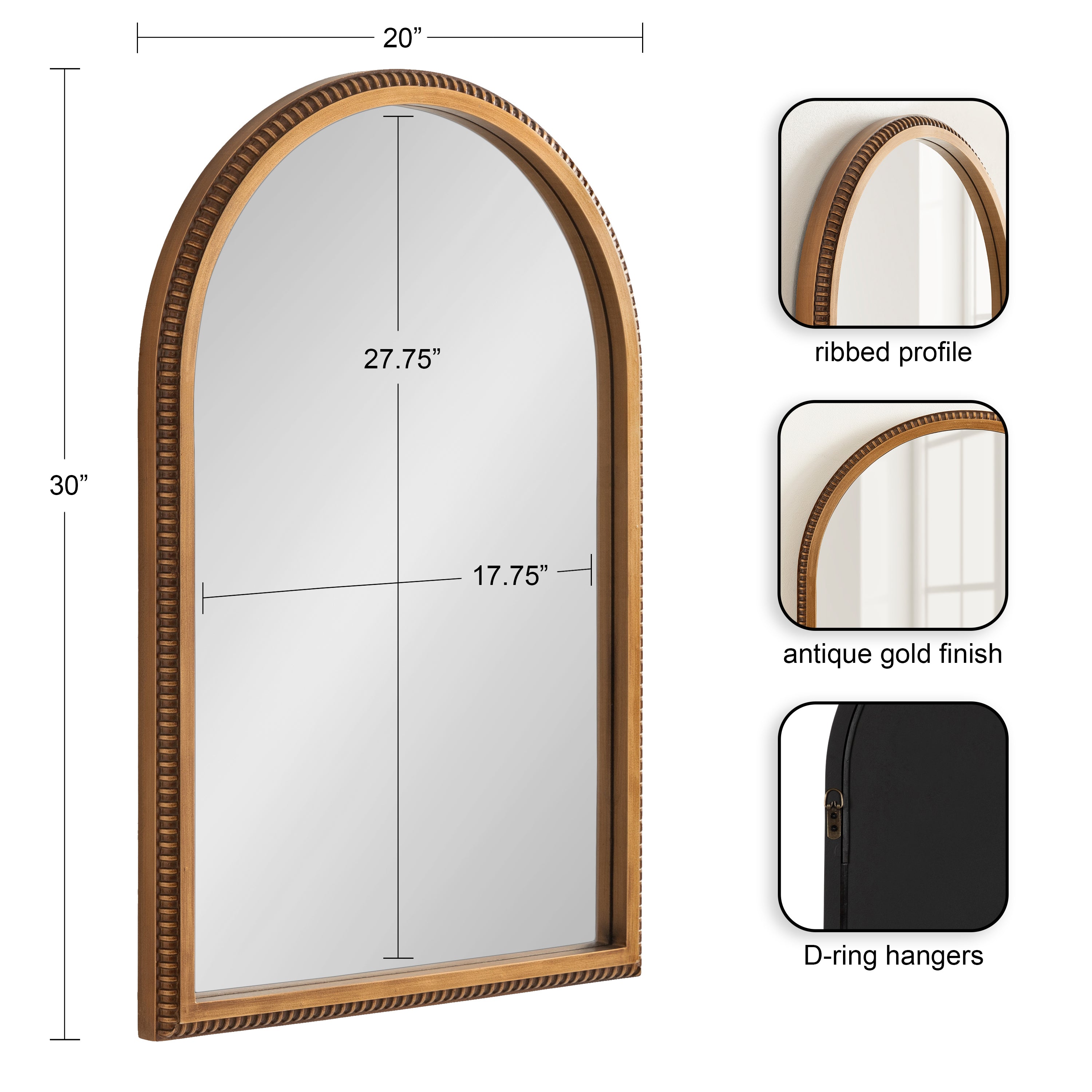 Arch Mirror Gold 20x30 2