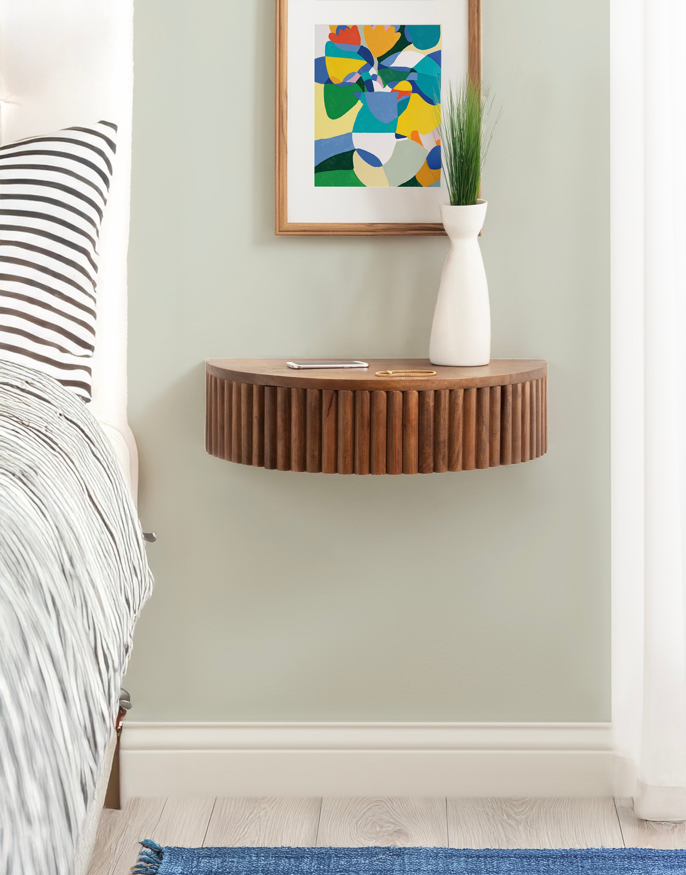 Floating Side Table Walnut Brown 20x11x6 7