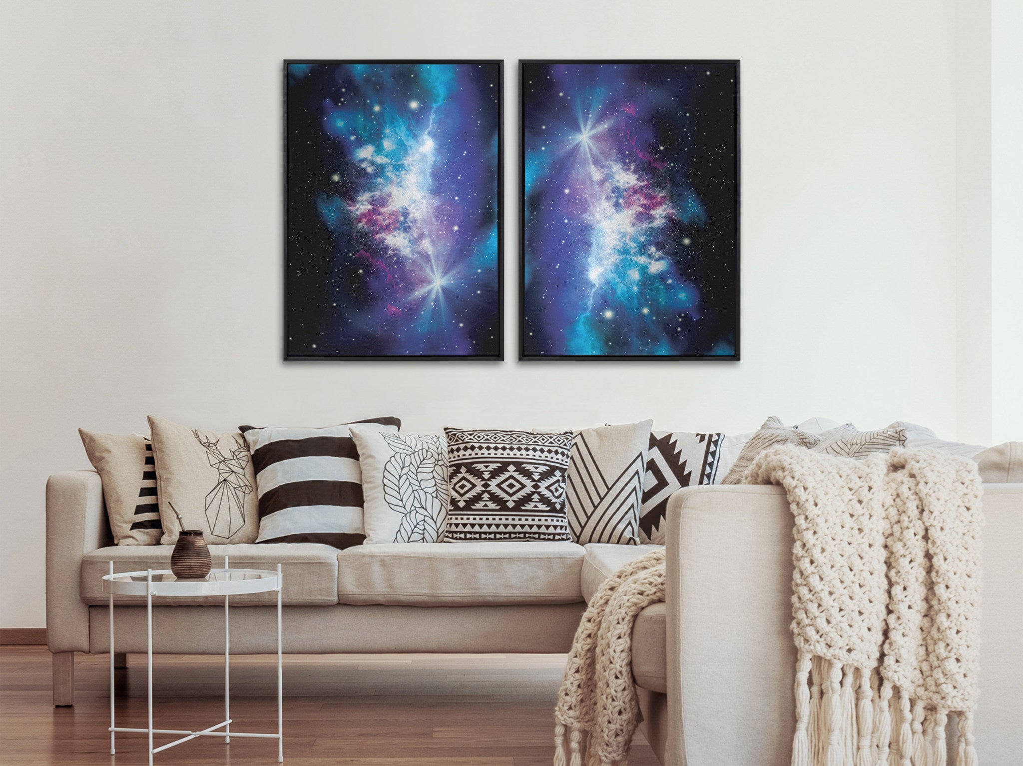 Sylvie Space Galaxy Landscape Framed Canvas by Akinbostanci