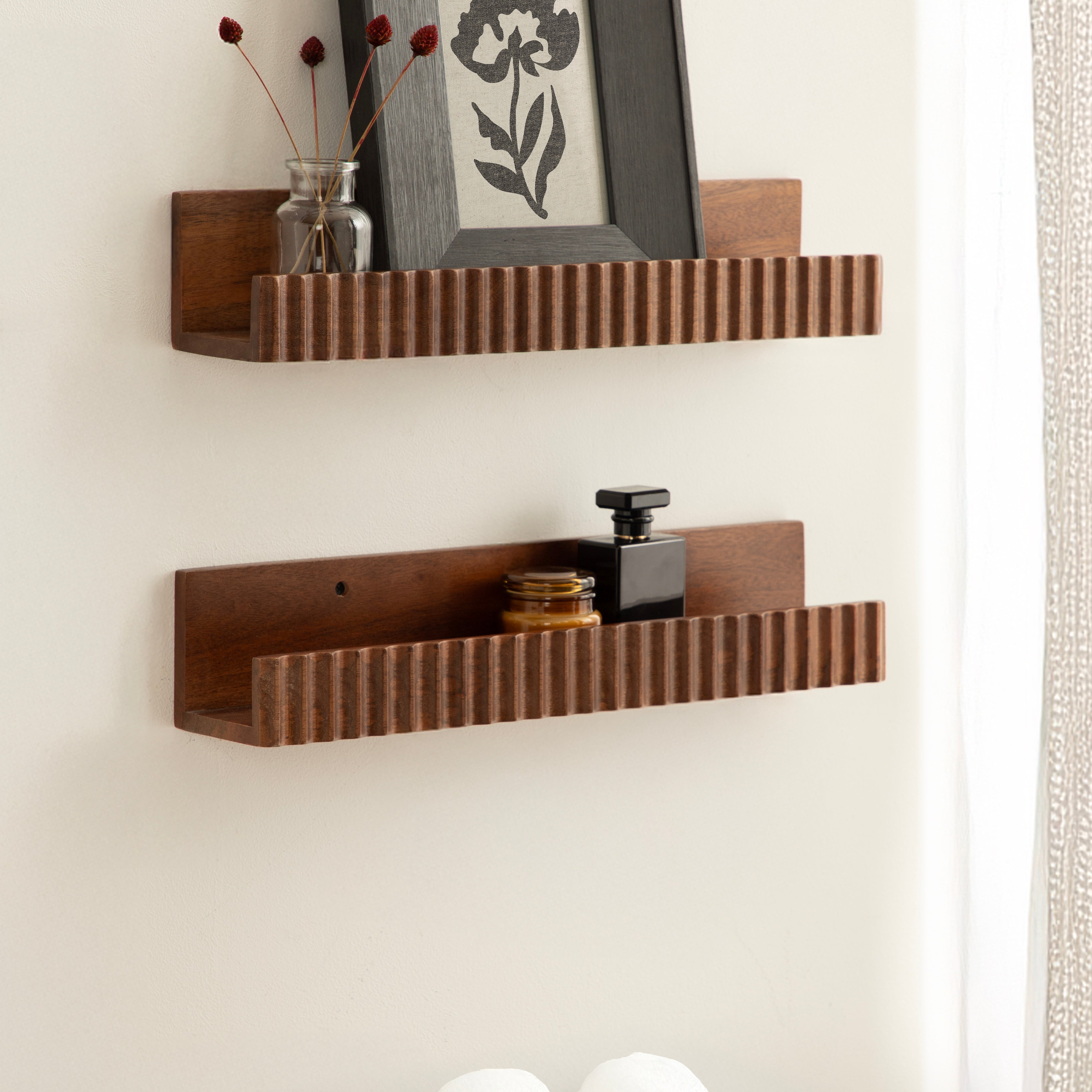 Floating Shelf 2 Piece 18 Inch Walnut Brown 7