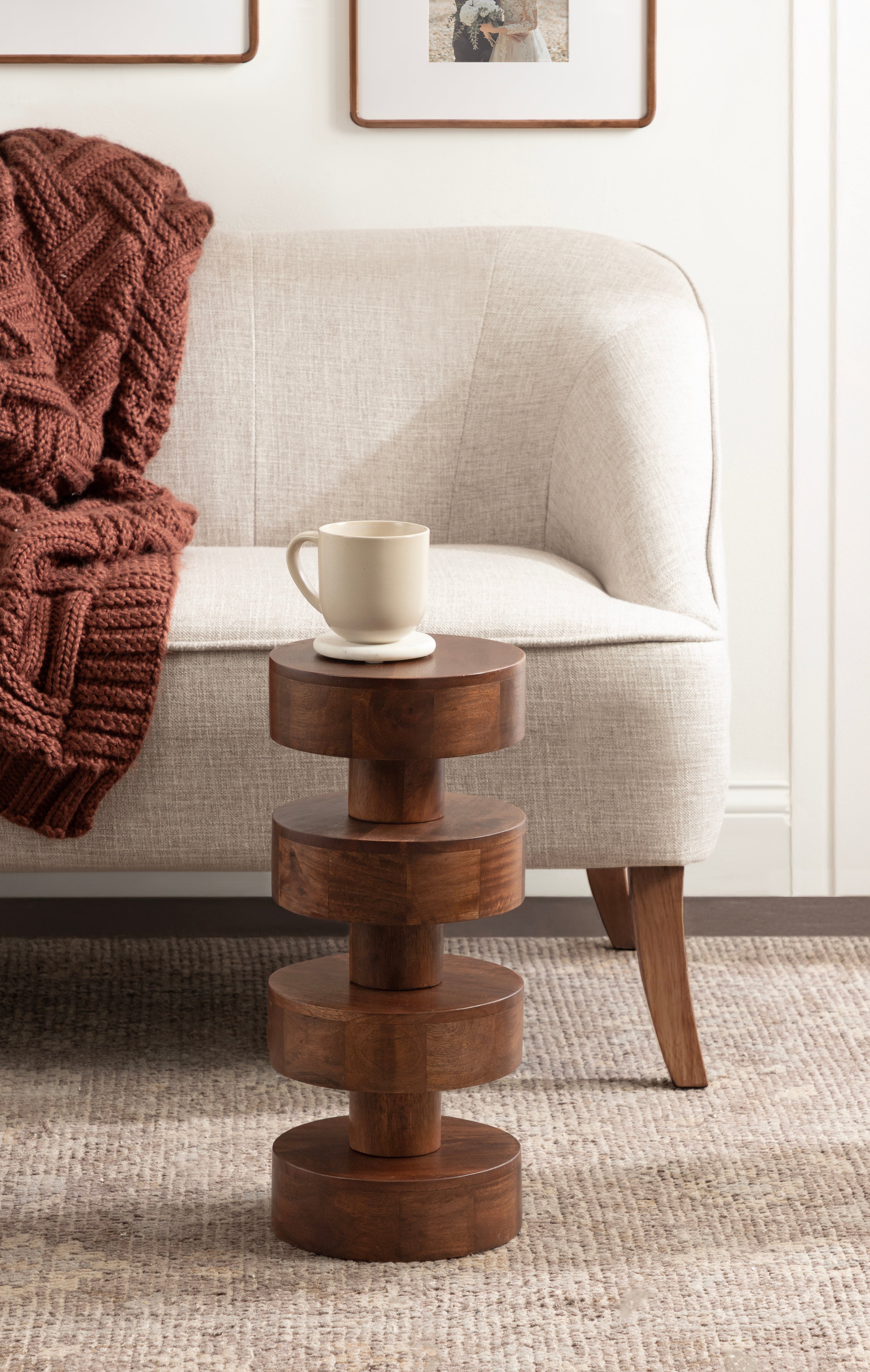 Drink Table Walnut Brown 9x9x20 6