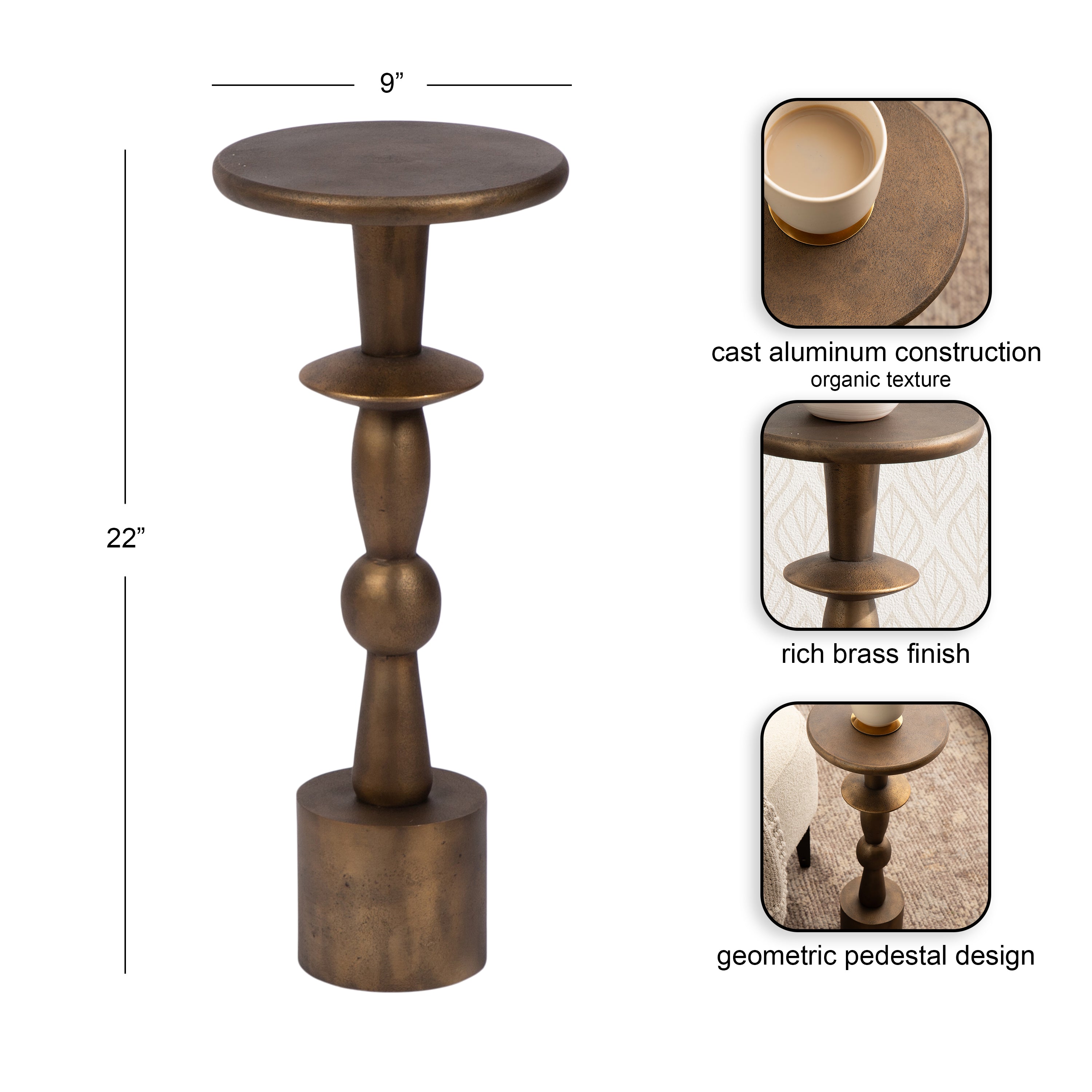 Drink Table Gold 9x9x22 2