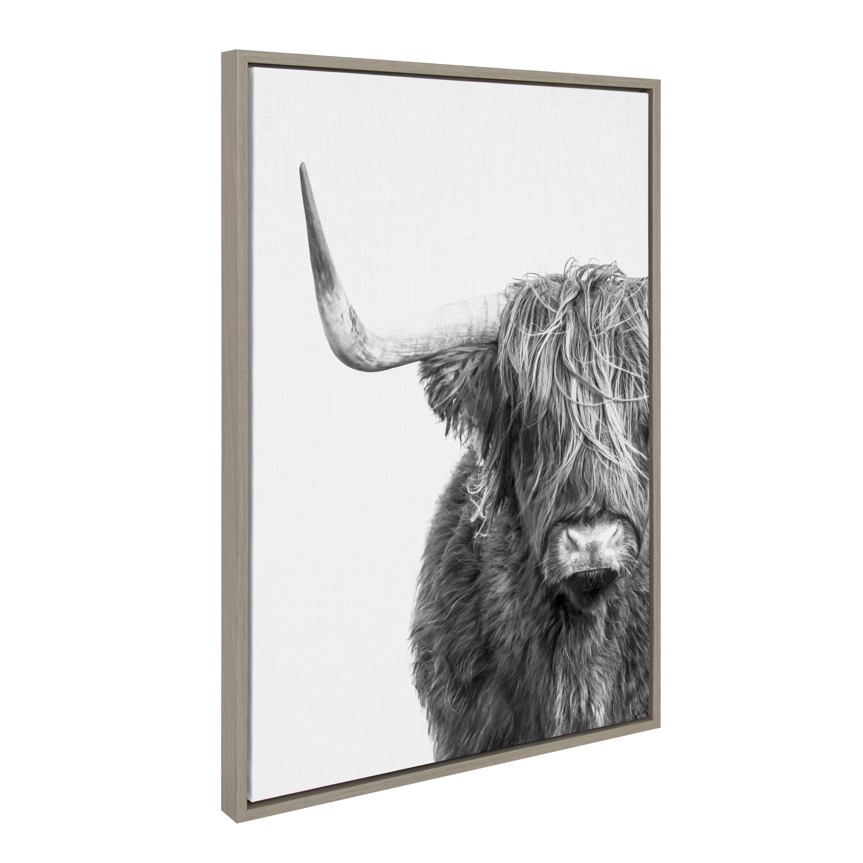 Sylvie B&W Highland Cow No. 1 Framed Canvas by Amy Peterson Art Studio