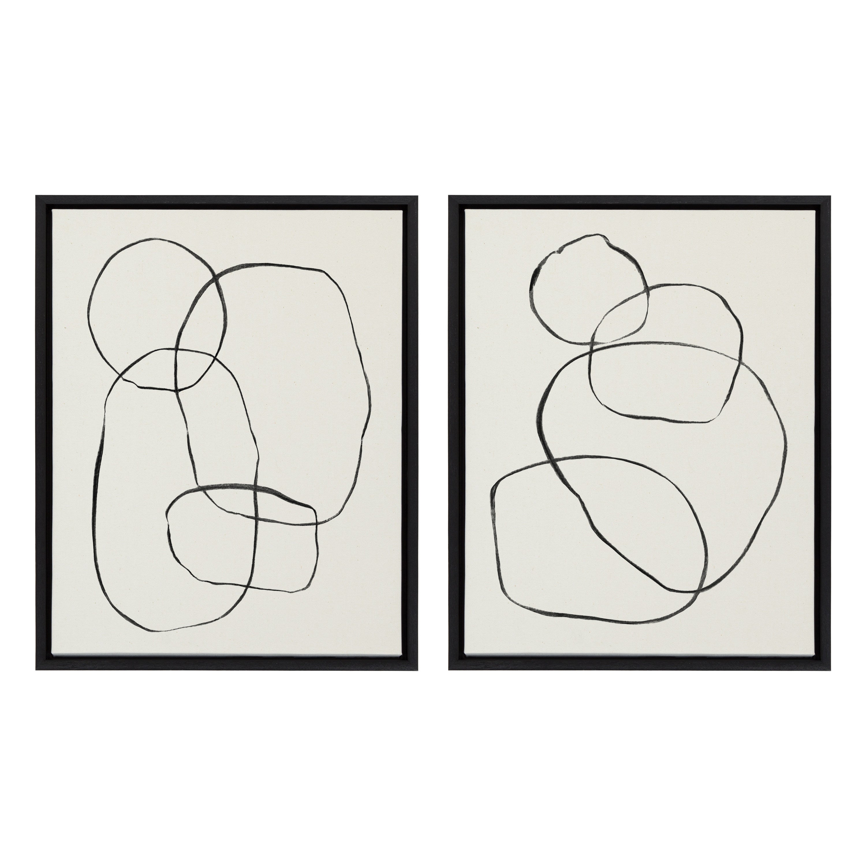 Sylvie Going in Circles Framed Textured Canvas Set by Teju Reval of SnazzyHues