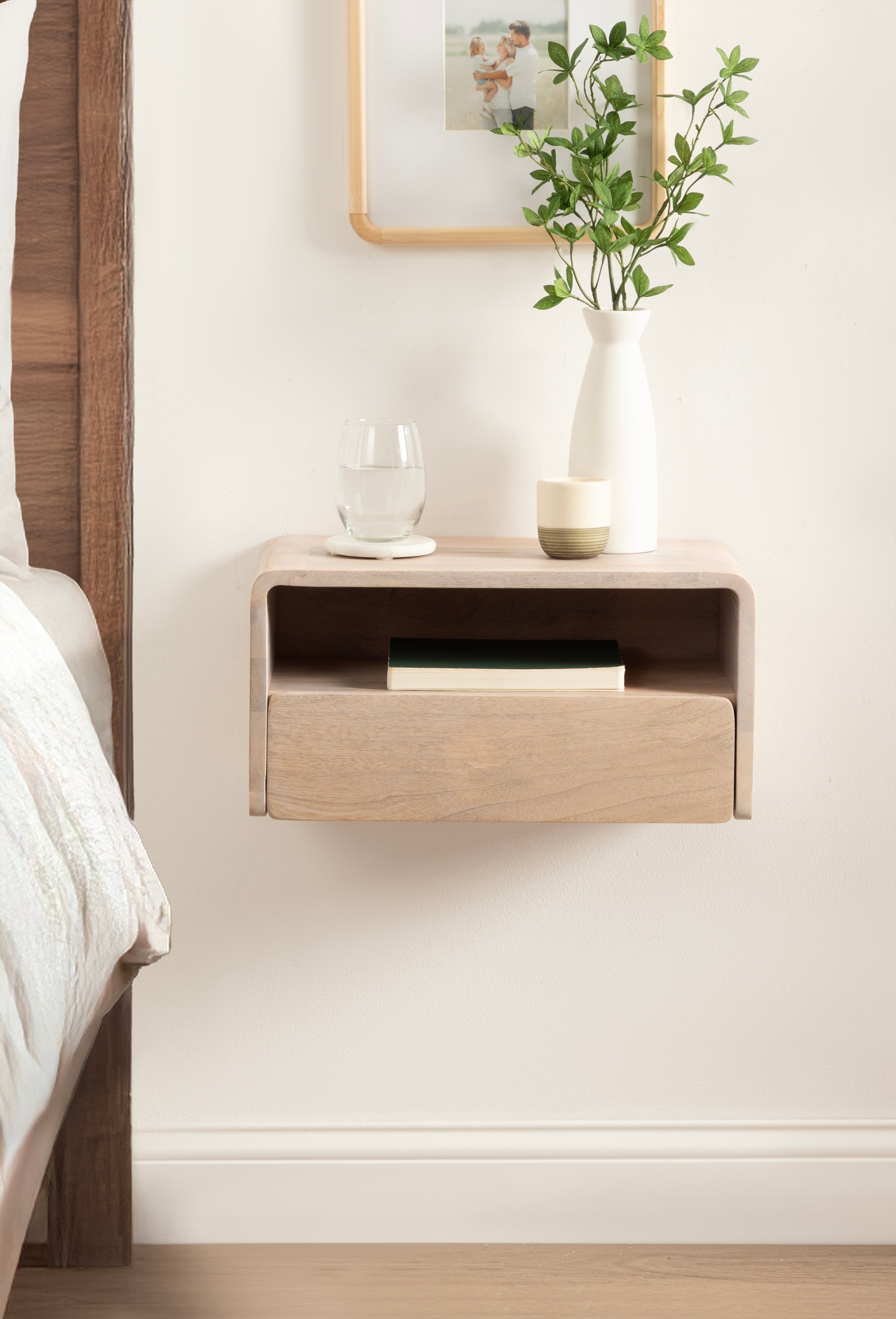 Floating Side Table Whitewash 18x10x9 8