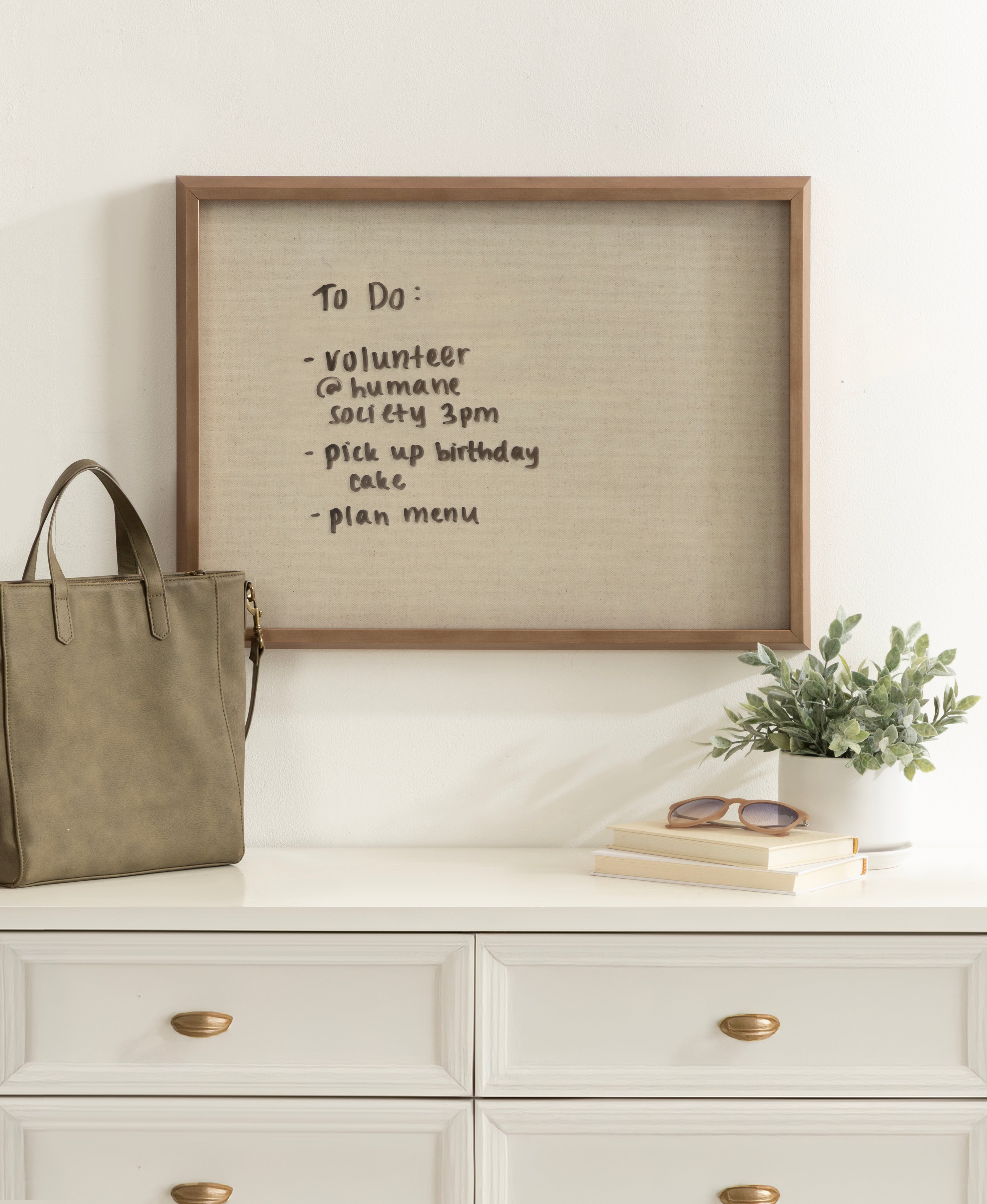 Natural Linen Light Dry Erase by The Creative Bunch Studio Framed Glass Dry Erase Wall Art White Board