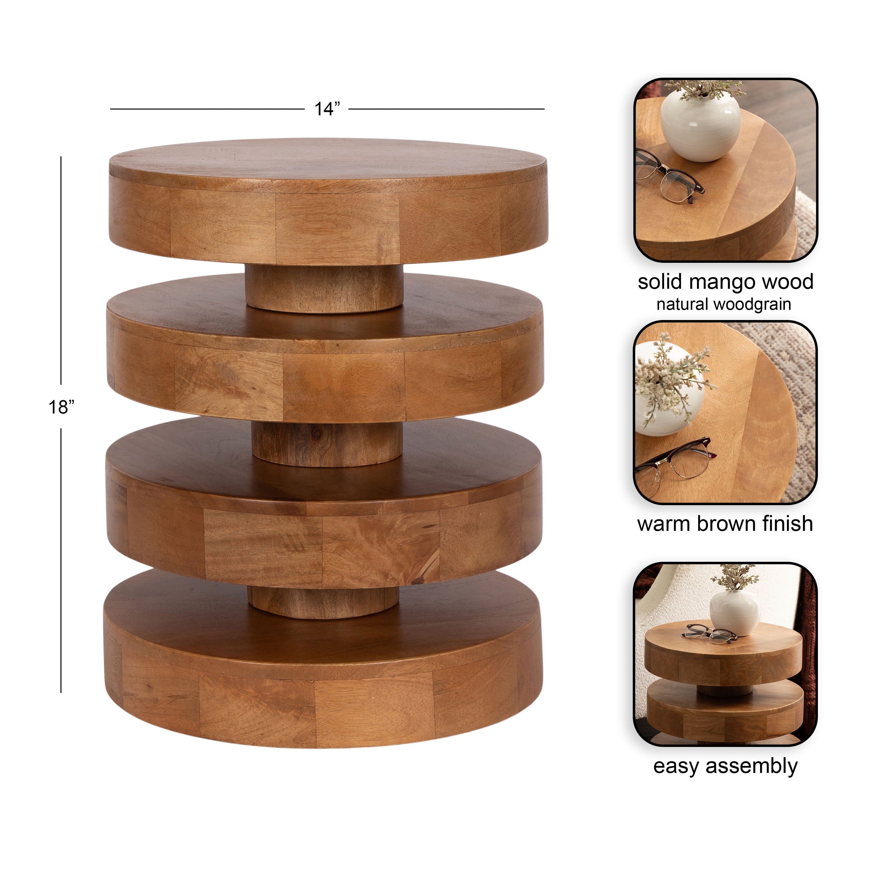 Side Table Natural Honey 14x14x18 2