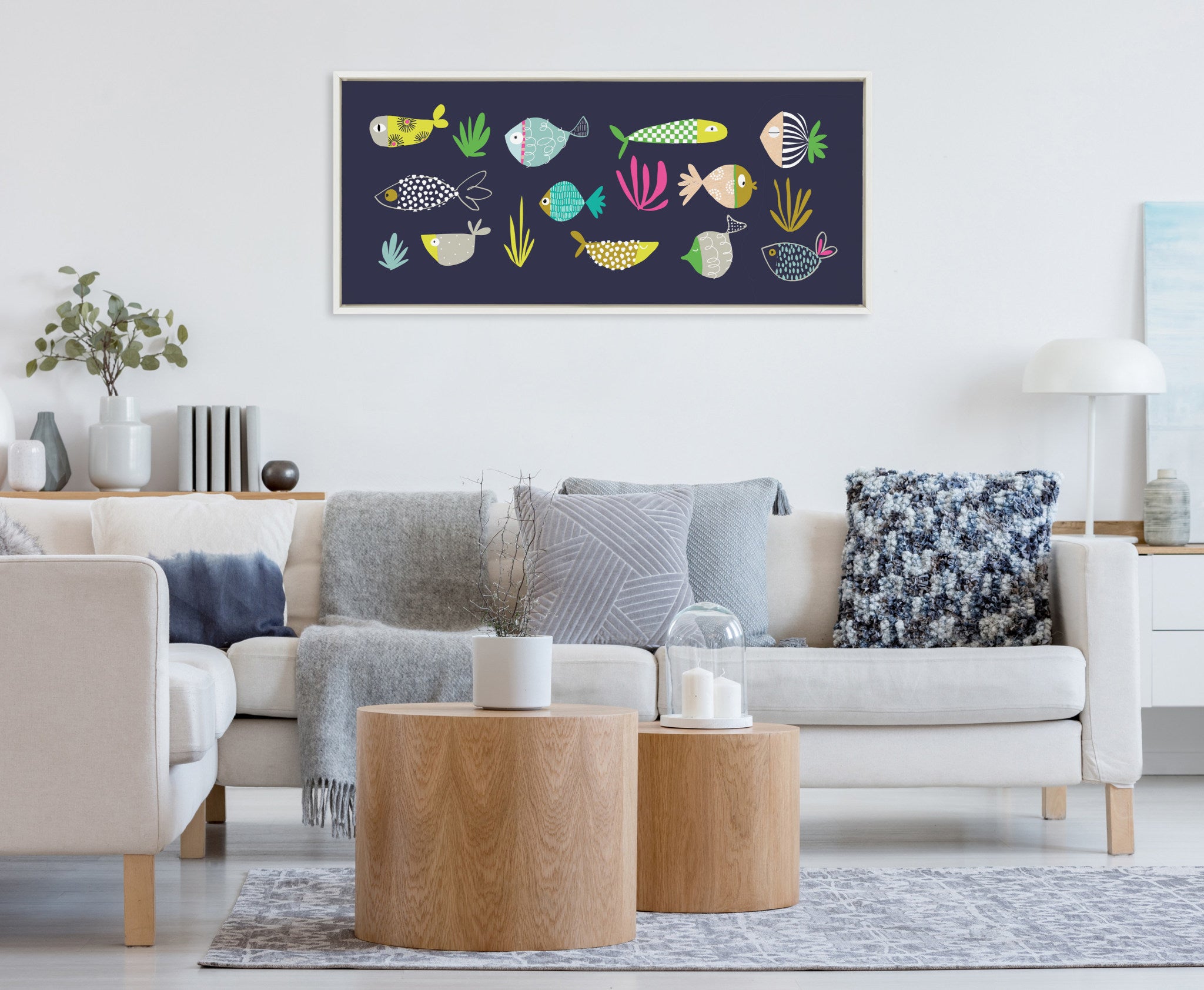 Sylvie Playtime Story Fishy Friends Framed Canvas by Turnowsky