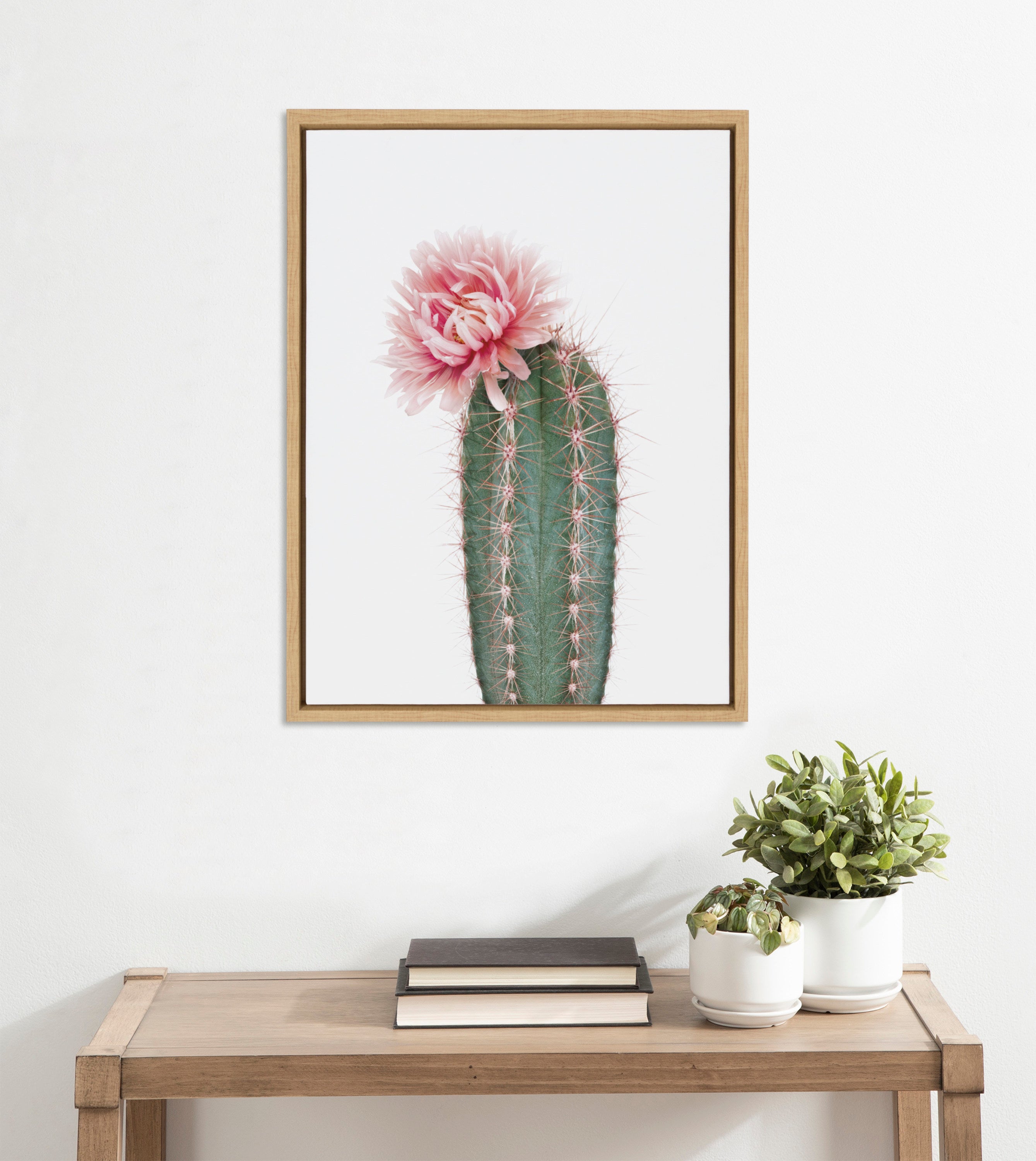 Sylvie Pink Cactus Flower Framed Canvas by Amy Peterson Art Studio