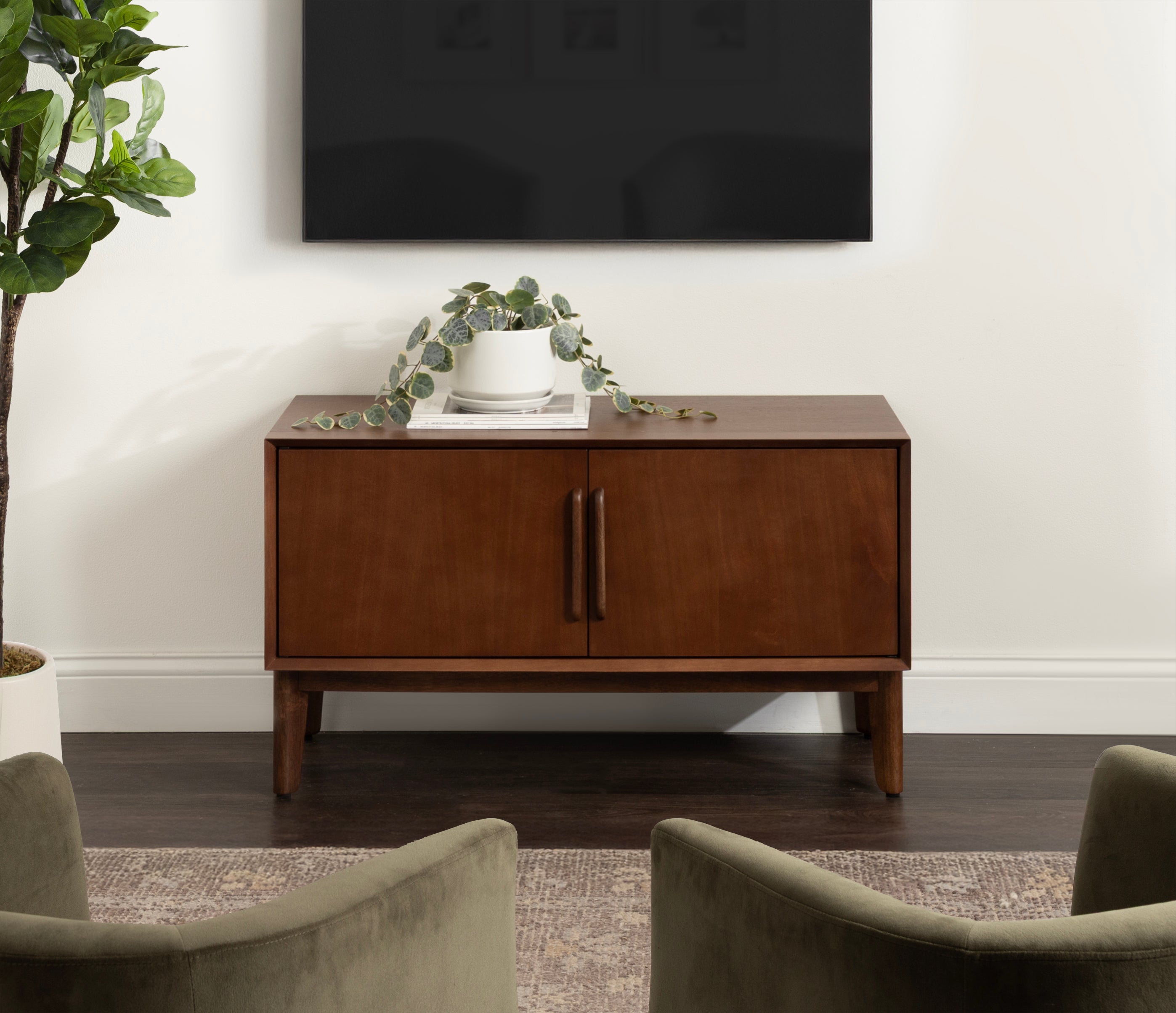 TV Stand 38x15x22 Walnut Brown 7