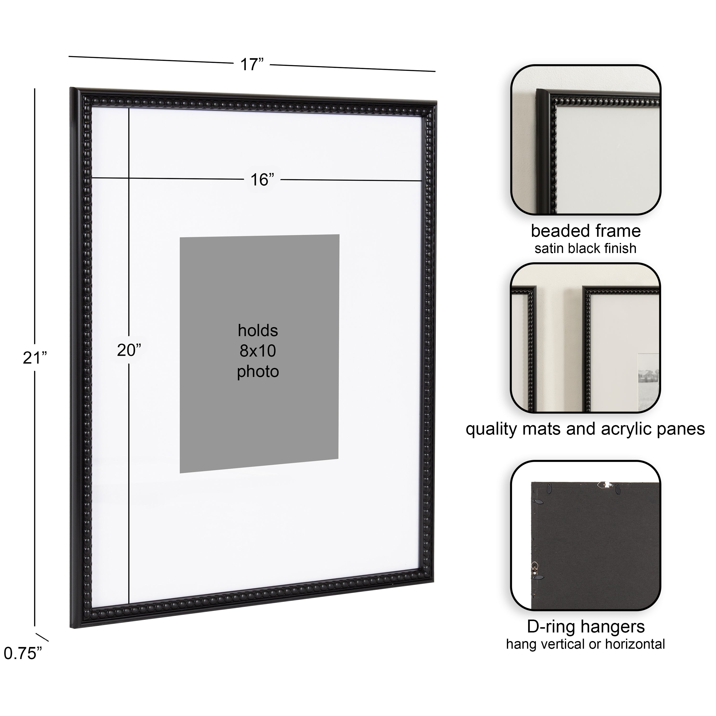 Wall Frame Black 16x20 matted to 8x10 2