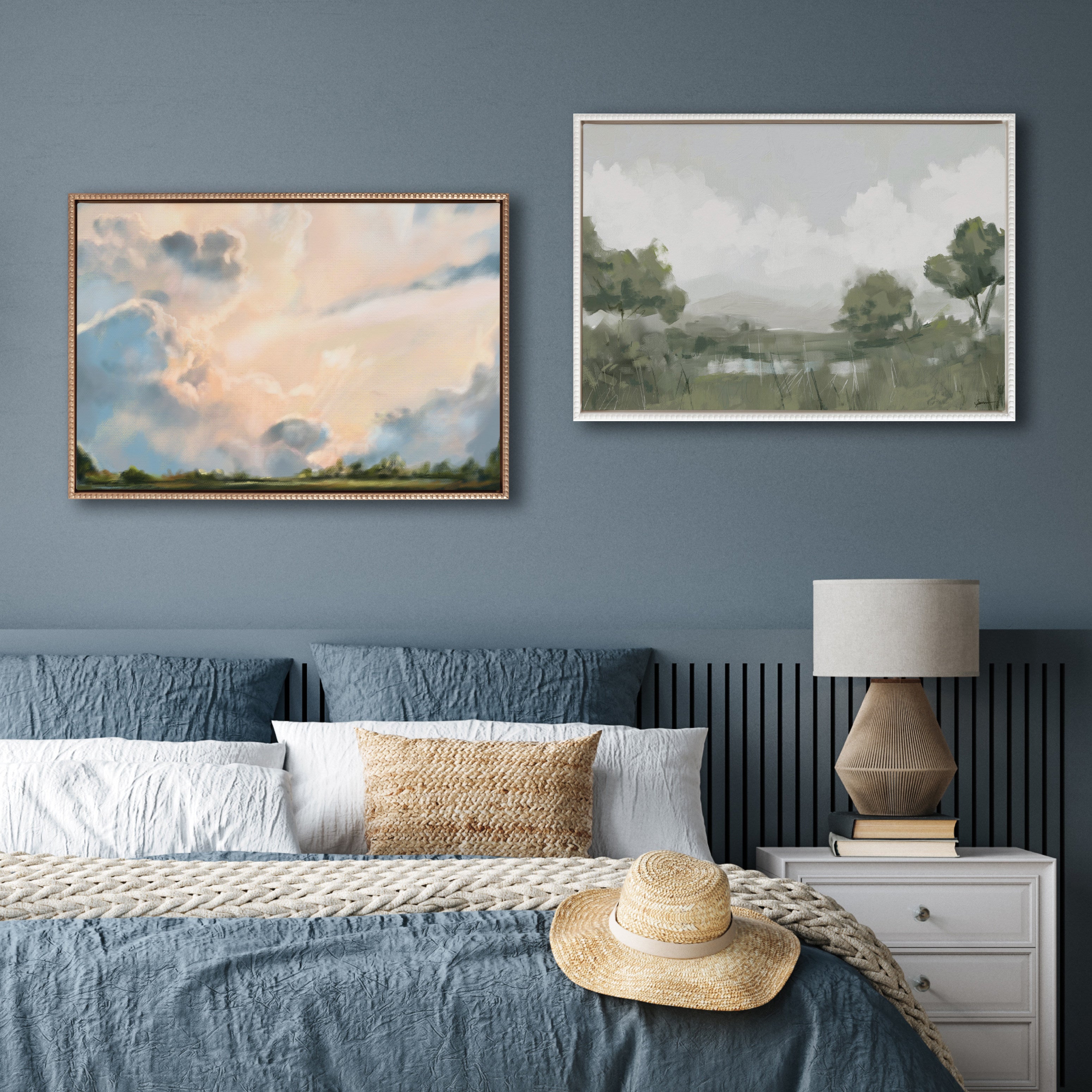 Sylvie Beaded Clouds Framed Canvas by Mary Sparrow