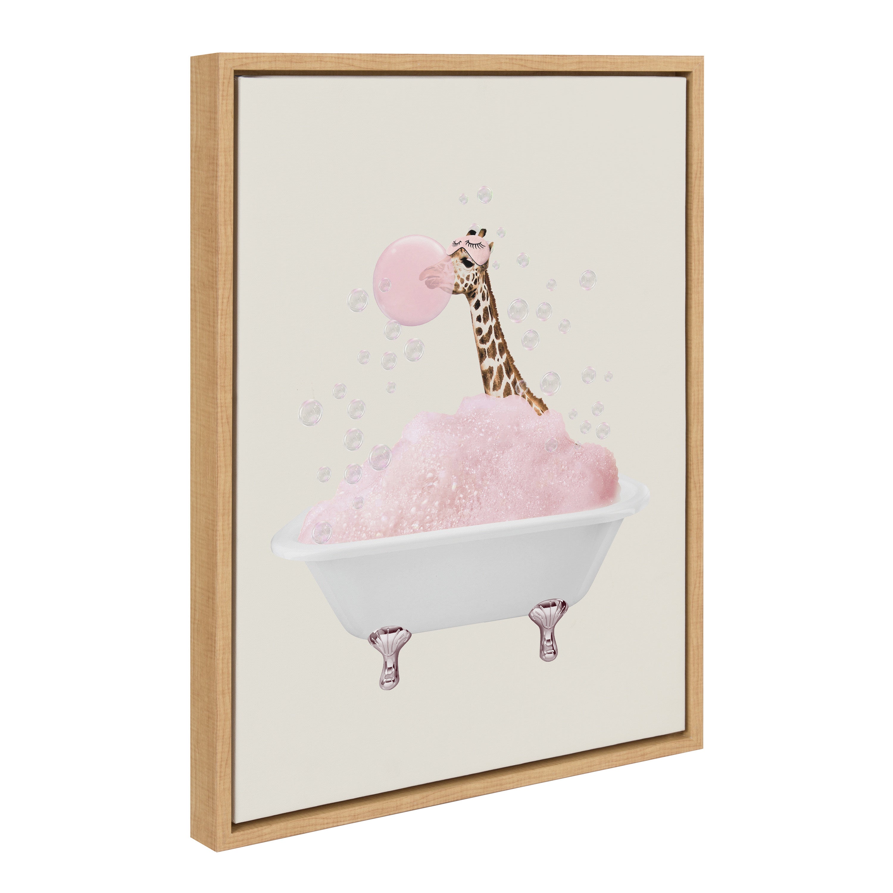 Sylvie Giraffe Taking a Bath Framed Canvas by July Art Prints