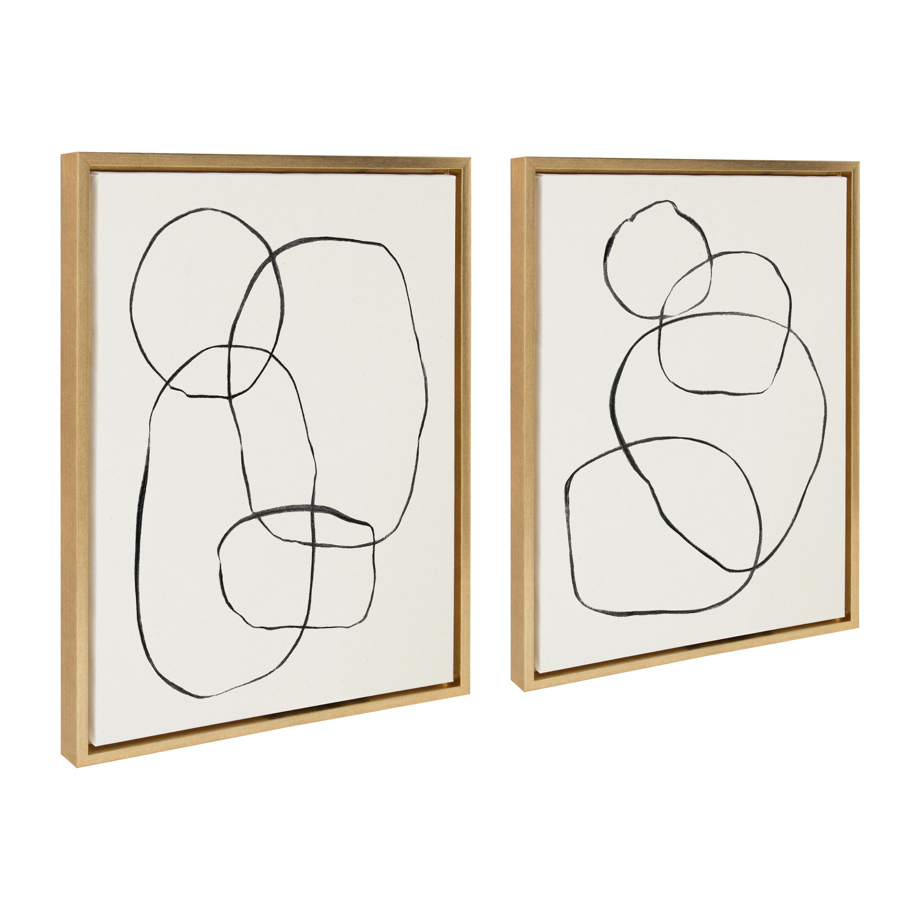 Sylvie Going in Circles Framed Textured Canvas Set by Teju Reval of SnazzyHues