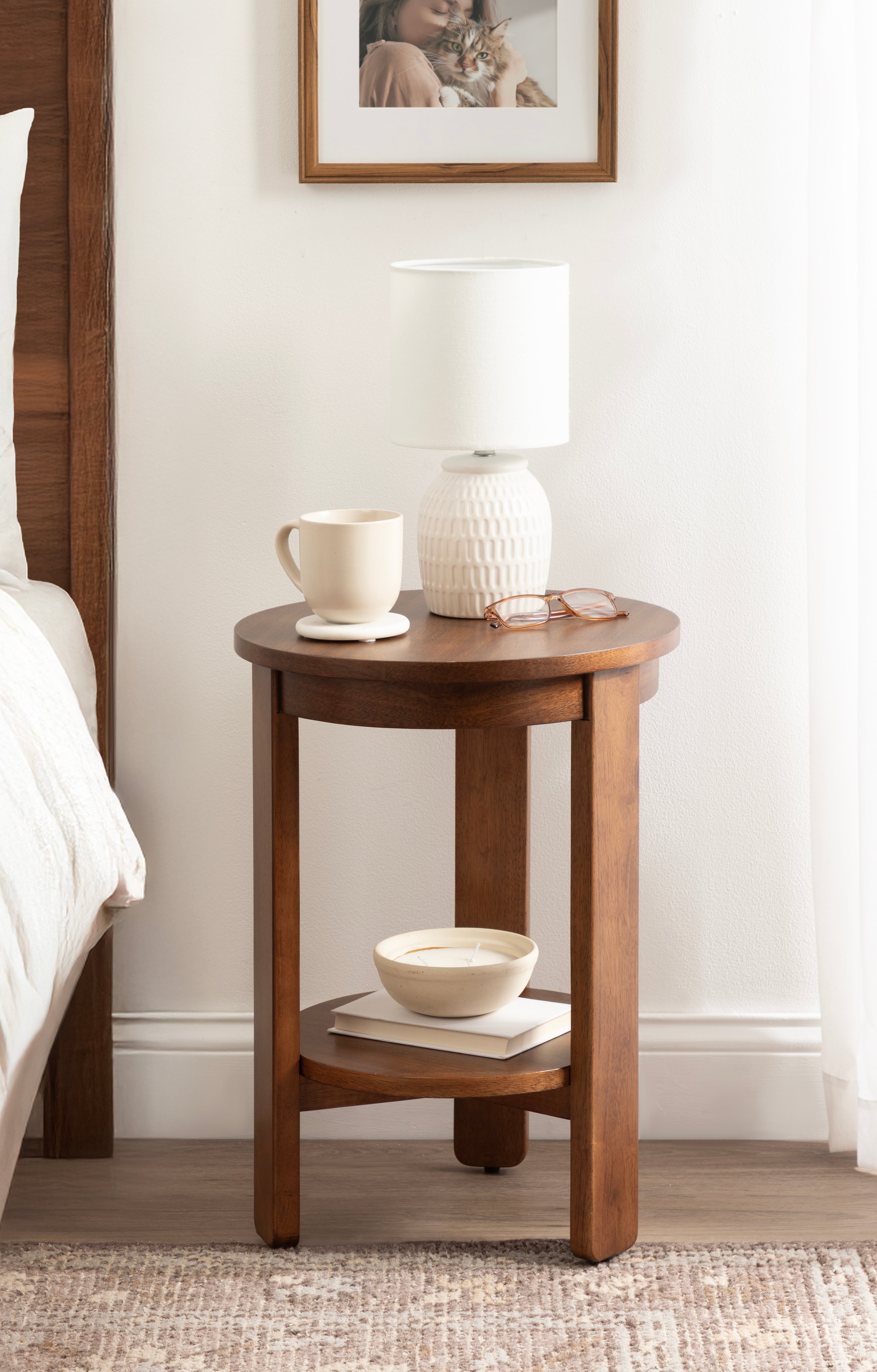 Side Table Walnut Brown 16x16x23 8