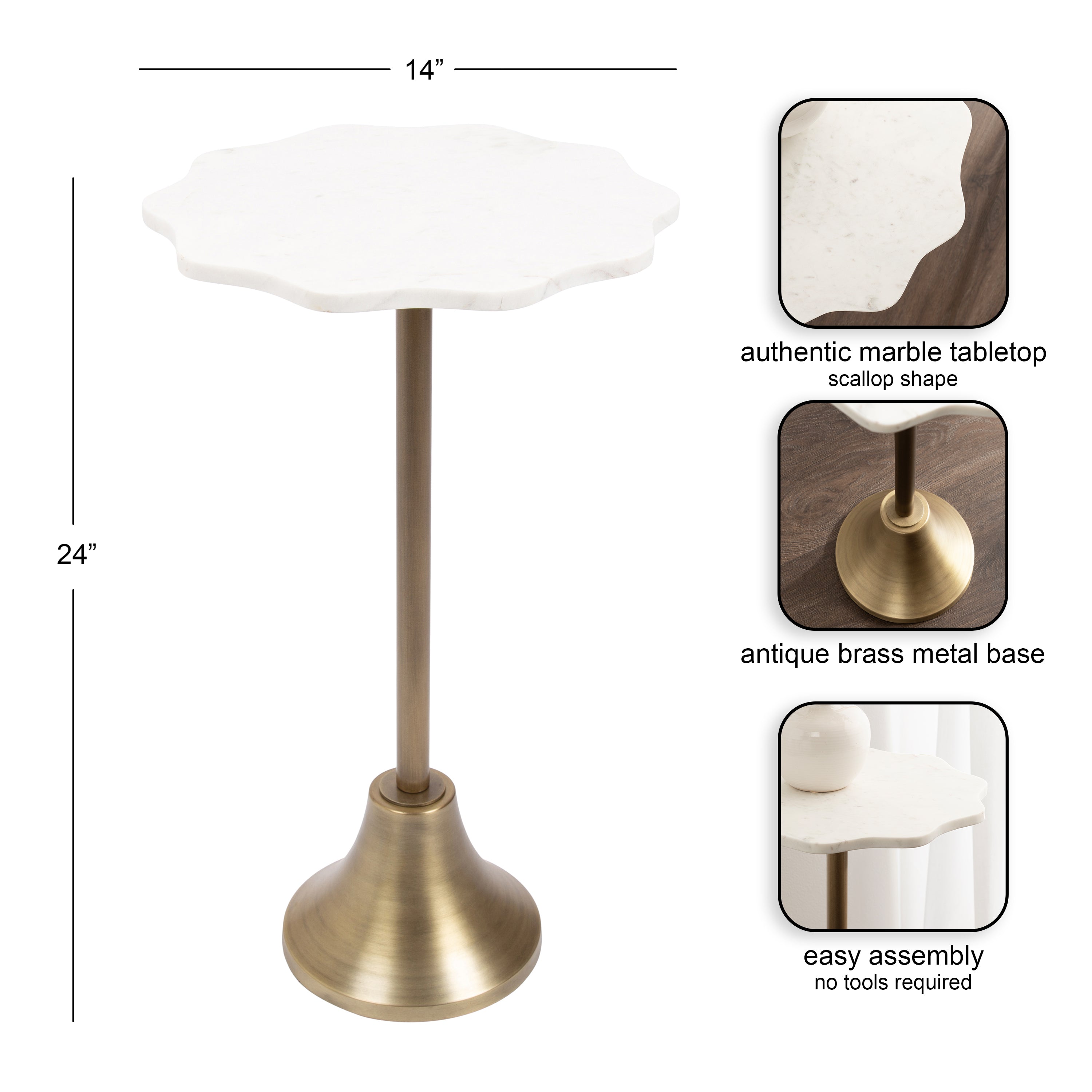 Side Table Gold 14x14x24 2