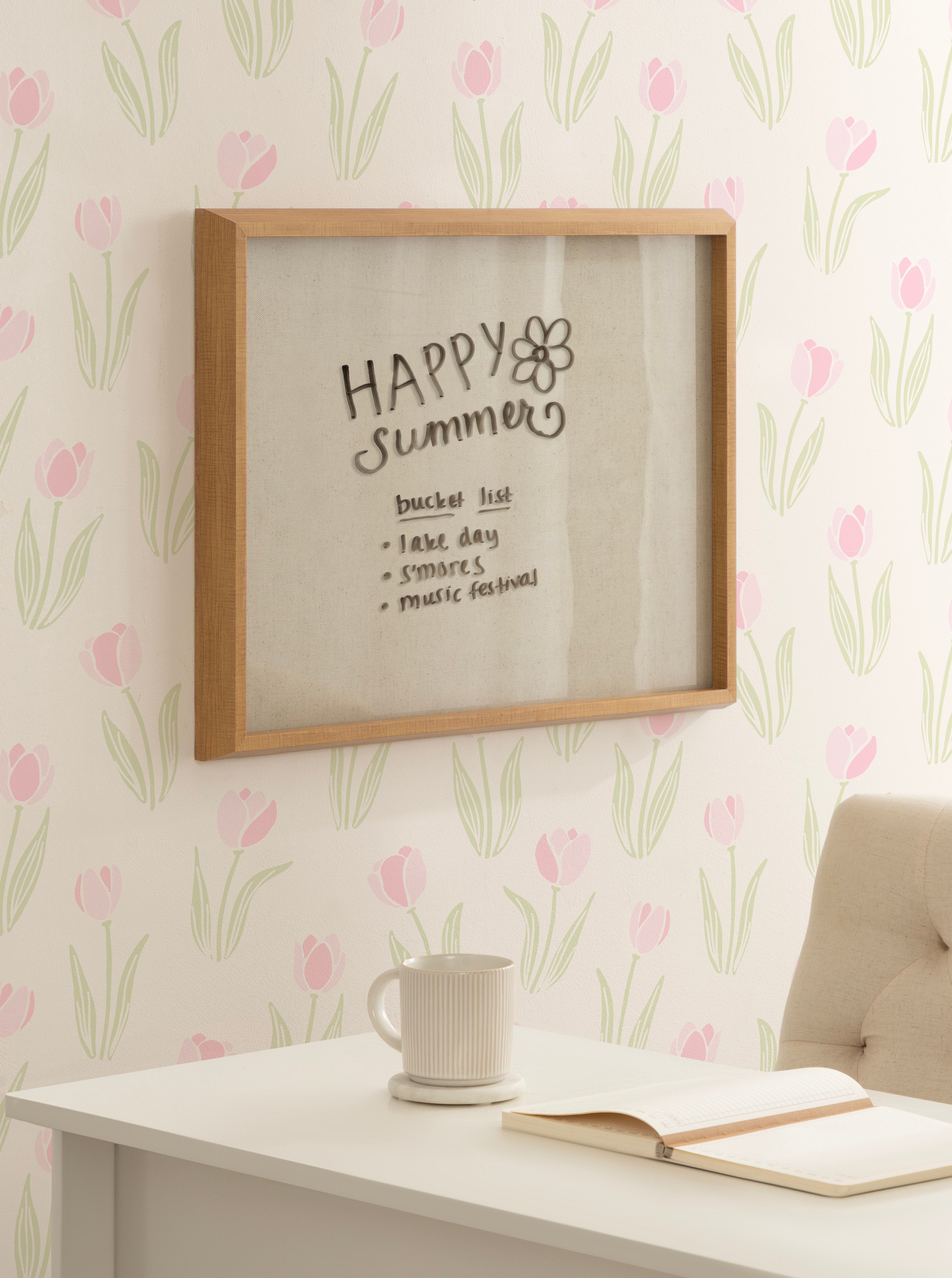 Natural Linen Light Dry Erase by The Creative Bunch Studio Framed Glass Dry Erase Wall Art White Board