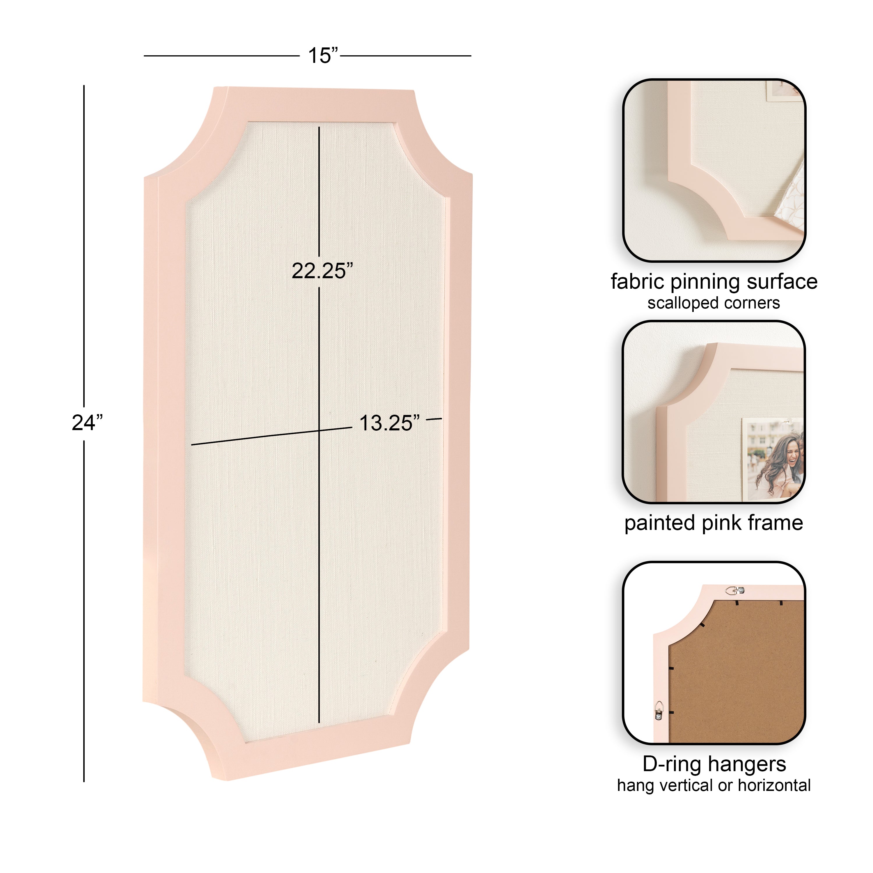 Holbrook Scalloped Rectangle Framed Pinboard
