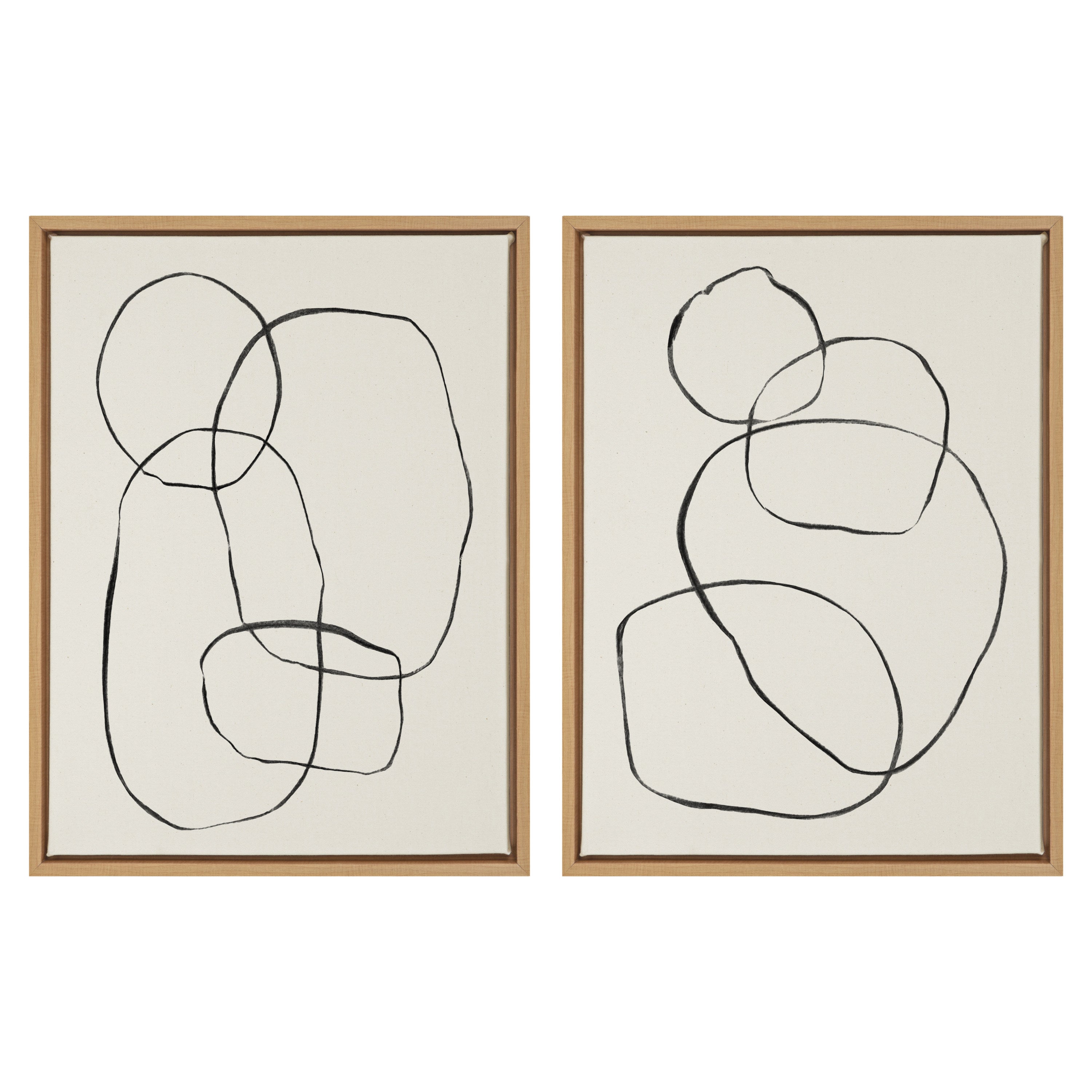 Sylvie Going in Circles Framed Textured Canvas Set by Teju Reval of SnazzyHues