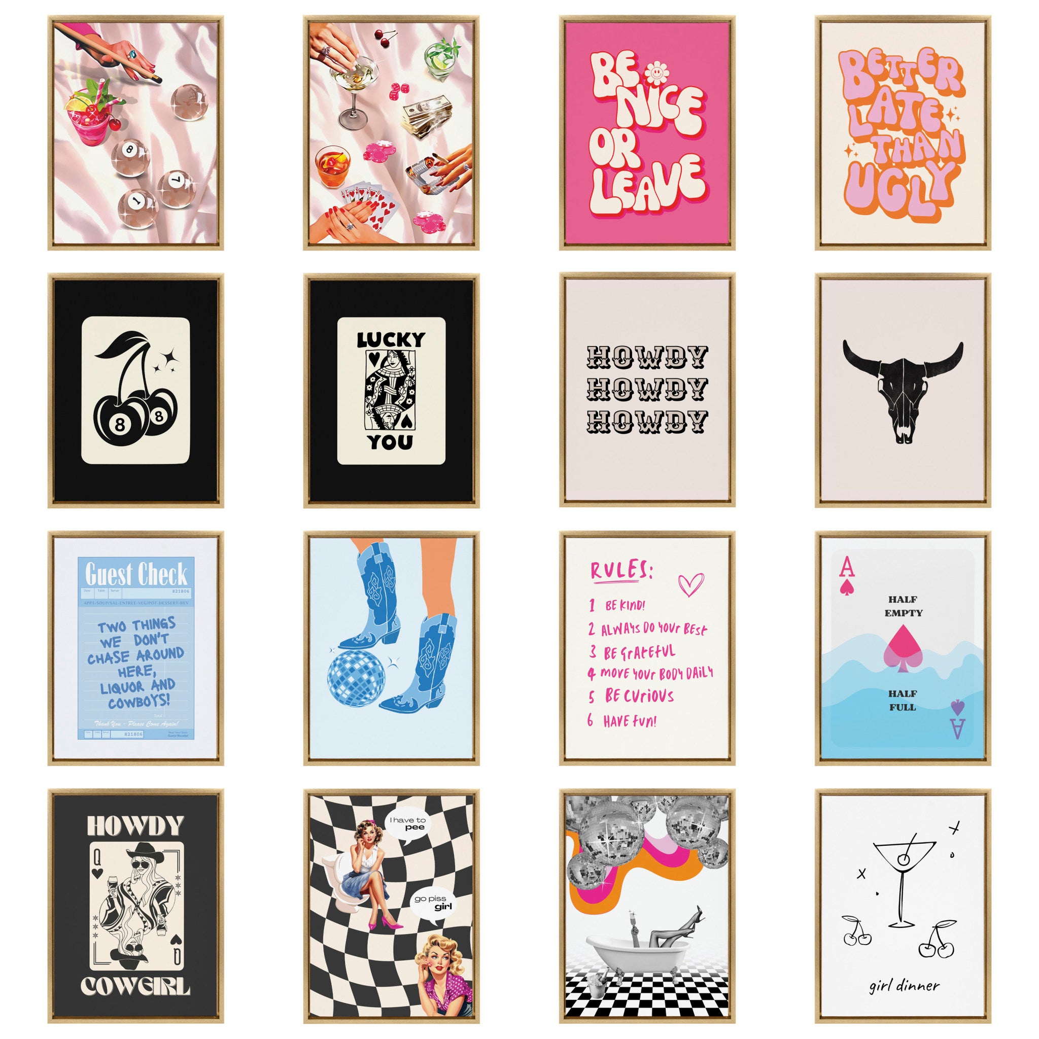 Sylvie Pink Bows Framed Canvas by Honey Island Studio