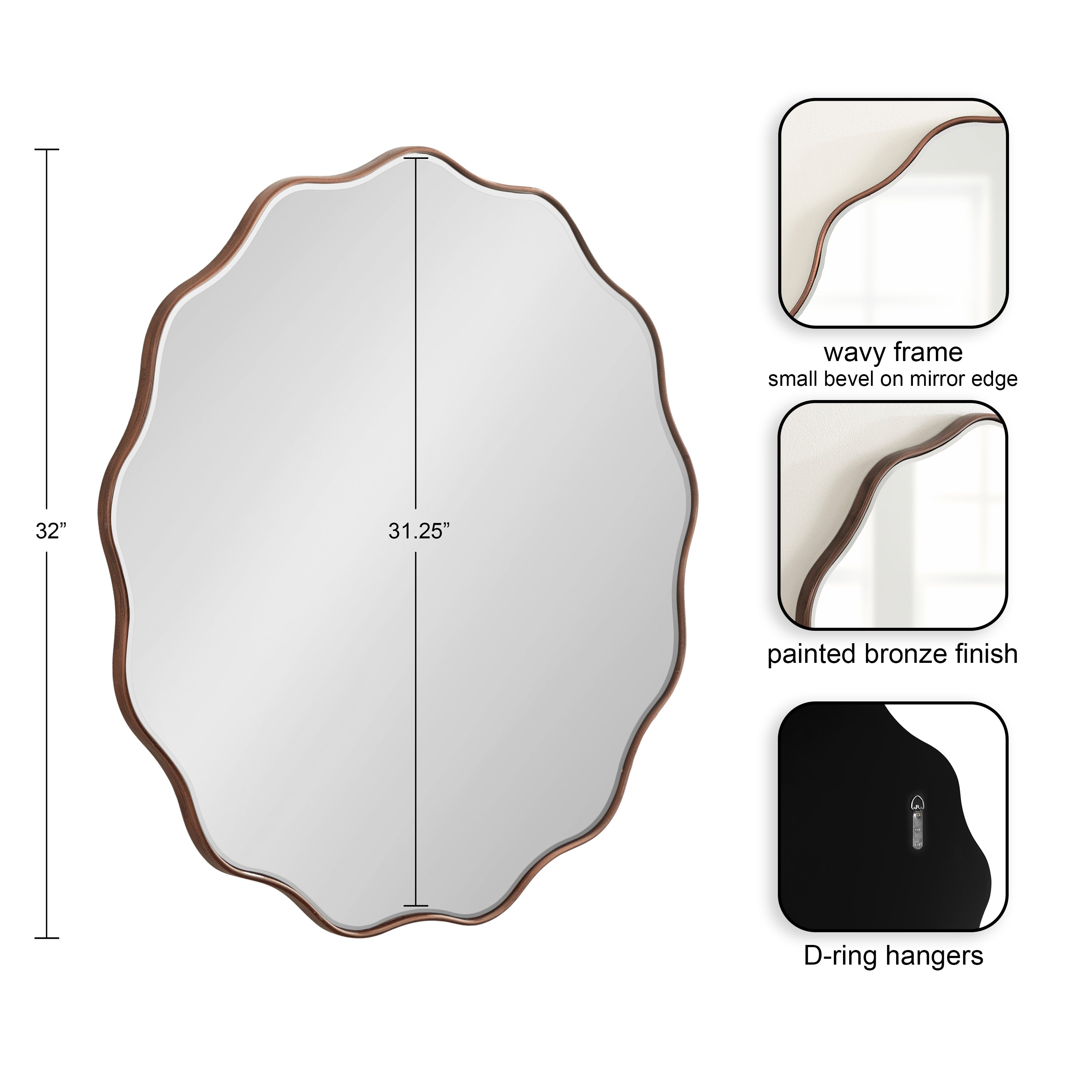 Viona Round Scalloped Mirror