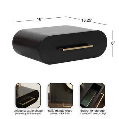 Floating Side Table Black Gold 18x14x6 2