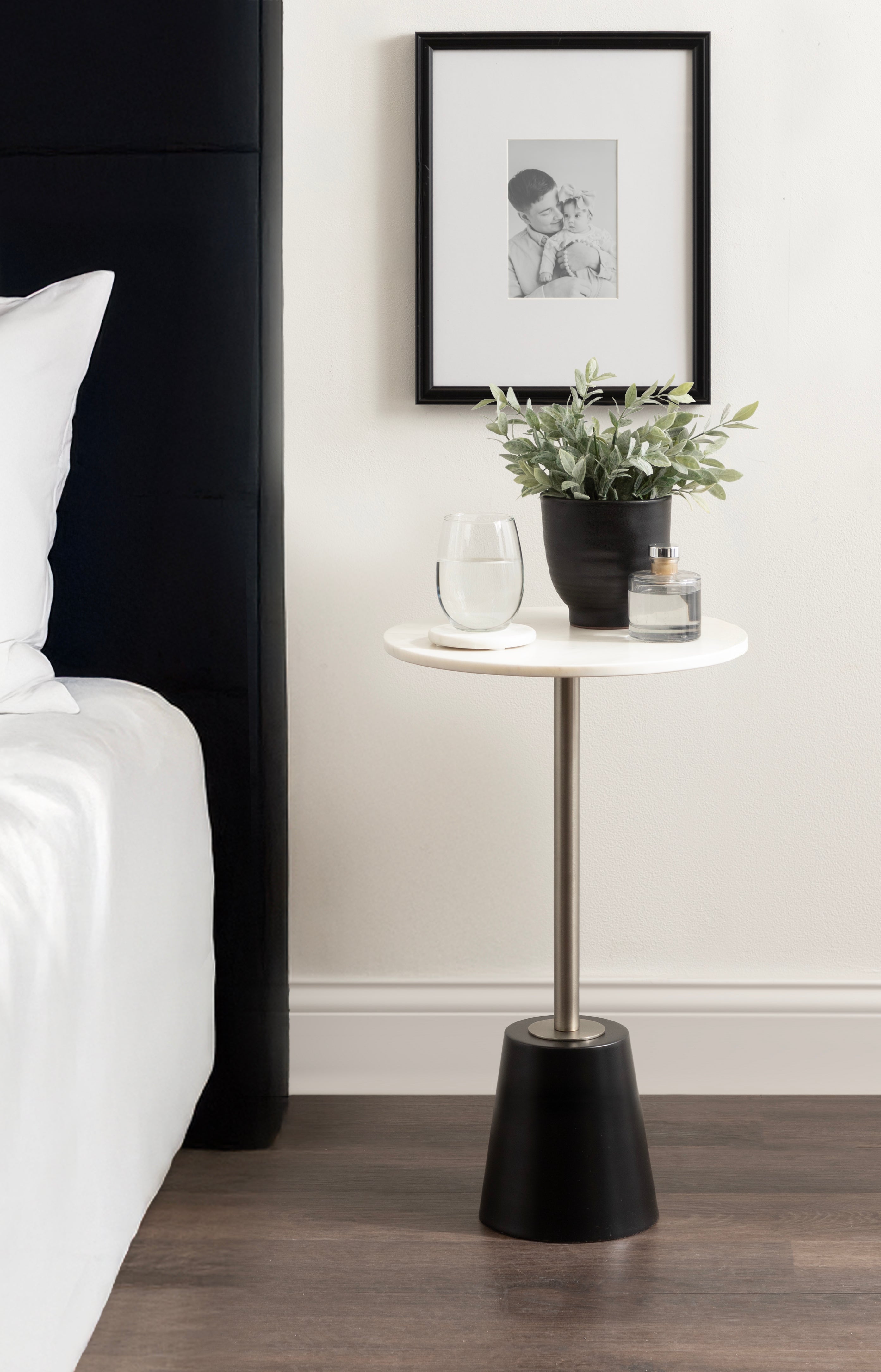 Side Table White Black 14x14x24 7