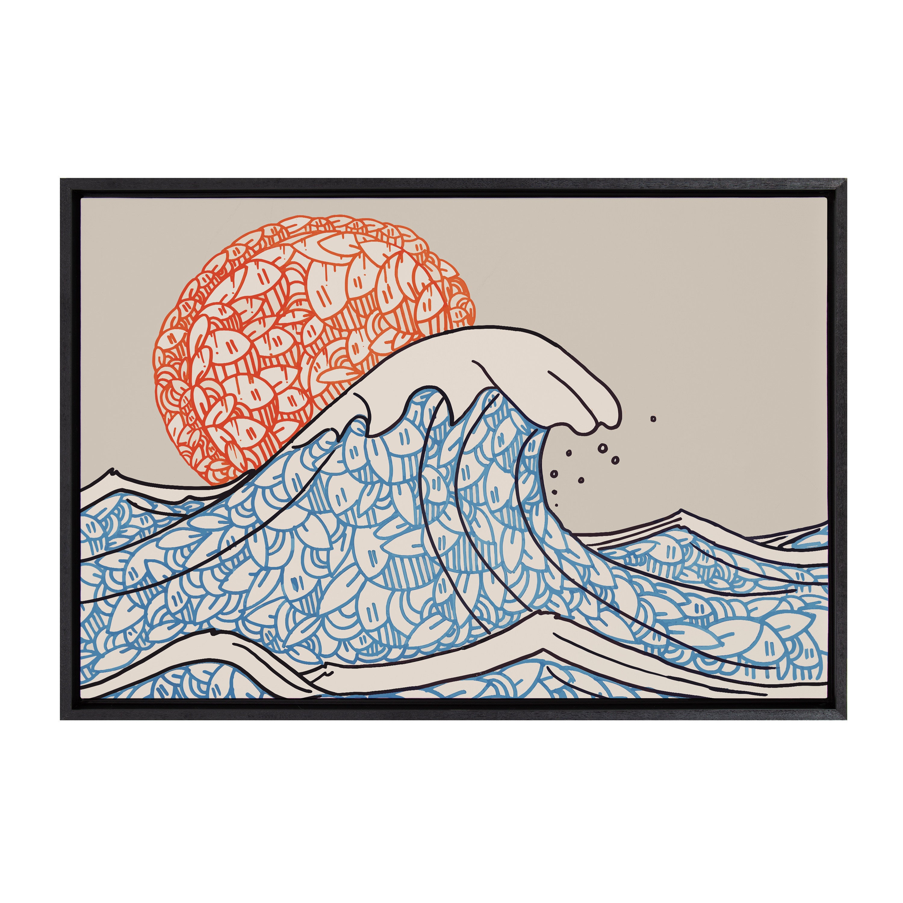 Sylvie Big Wave Framed Canvas by Arm of Casso