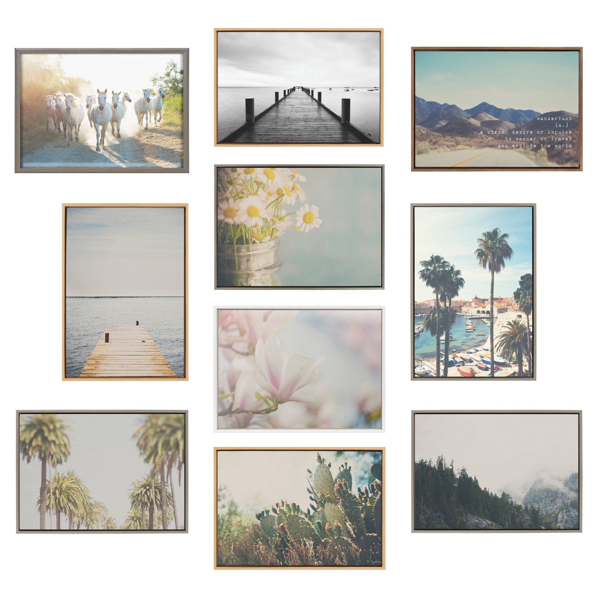 Sylvie A Desert Prickly Pear Cactus 1 and 2 Framed Canvas Art Set by Laura Evans