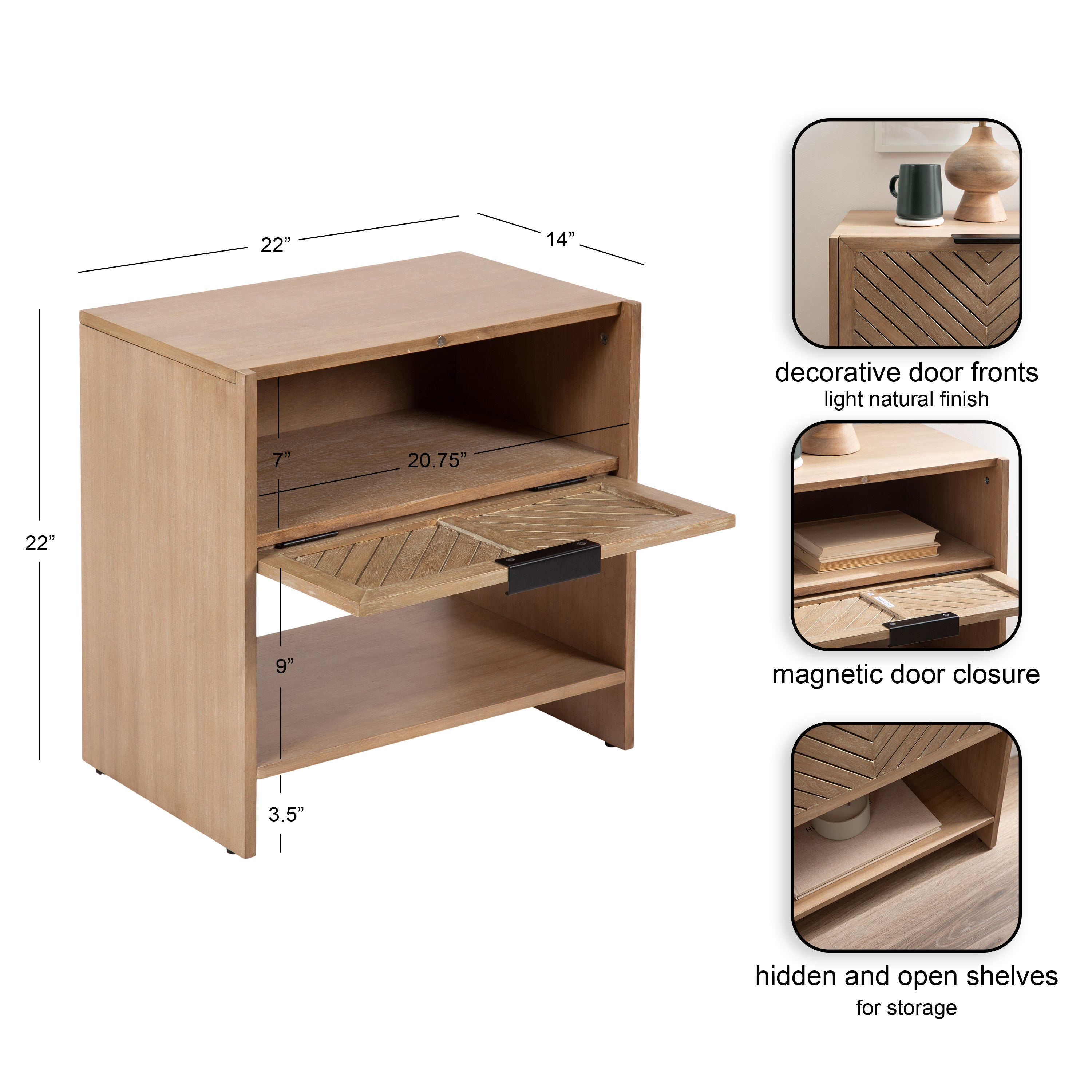 Side Table Natural Beige 22x14x22 2